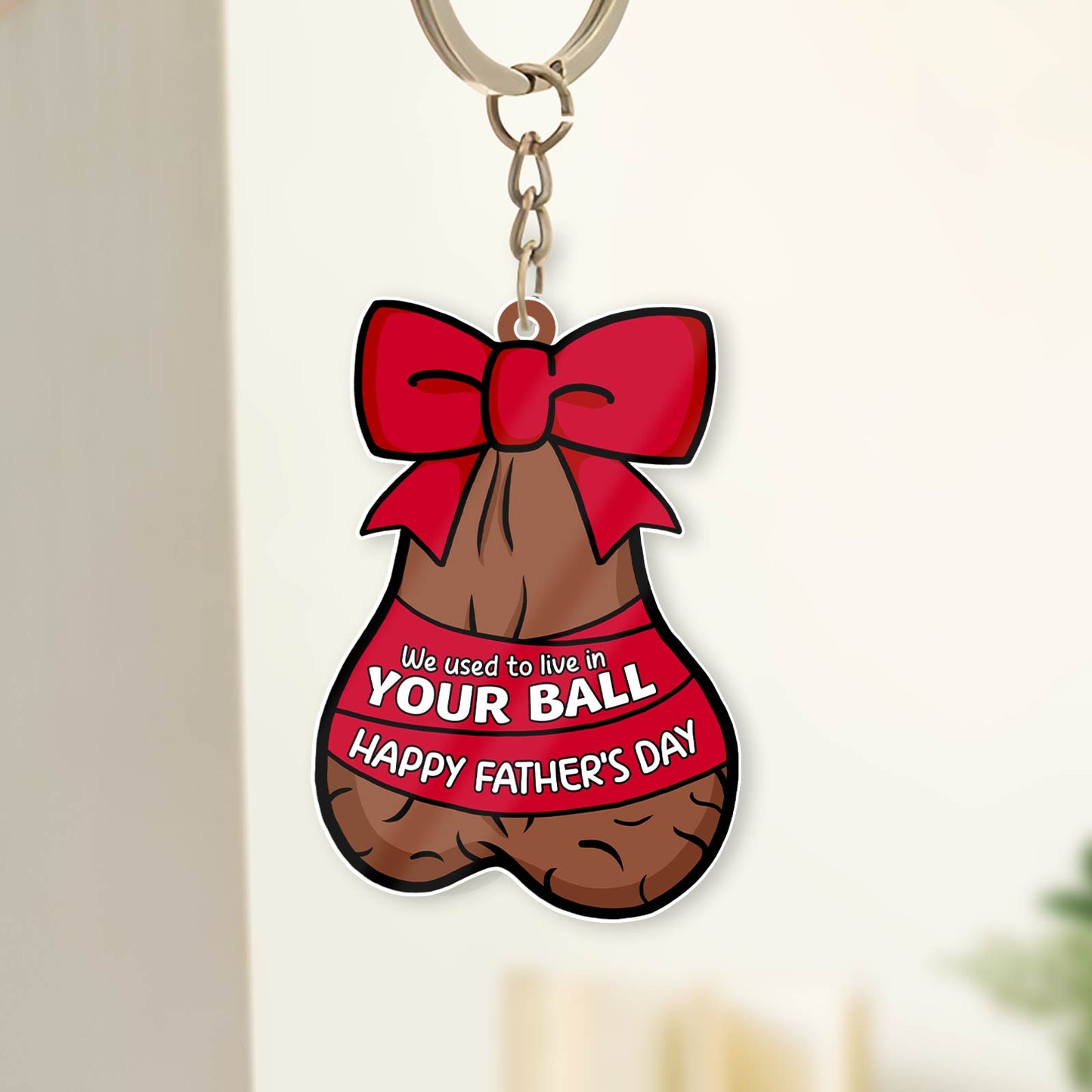 Father - We Used To Live In Your Ball, Happy Father’s Day - Personalized Shaking Keychain