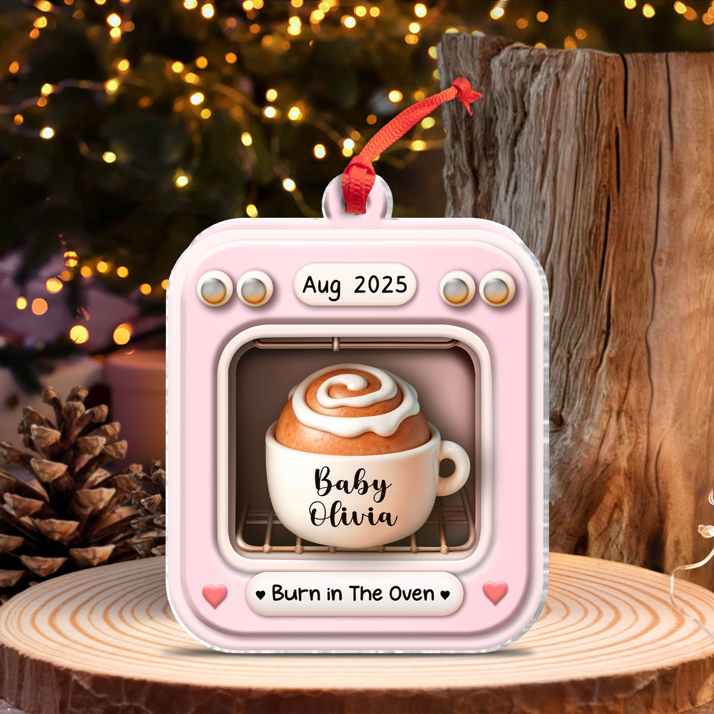 Family - Bun In The Oven With Cutesy Cup - Personalized Acrylic Ornament