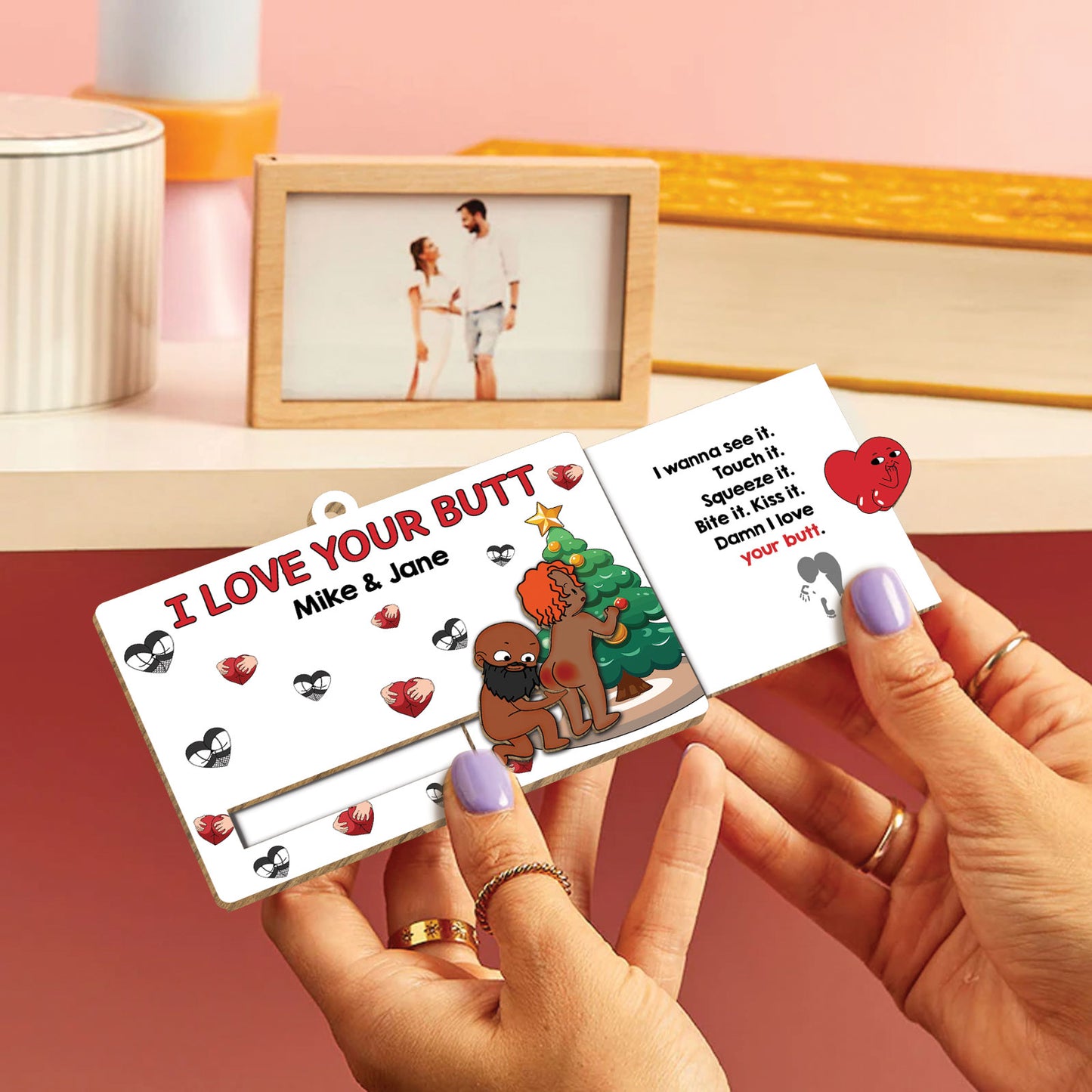 Couple - Just remind You That I Love You - Personalized Wooden Slider Card