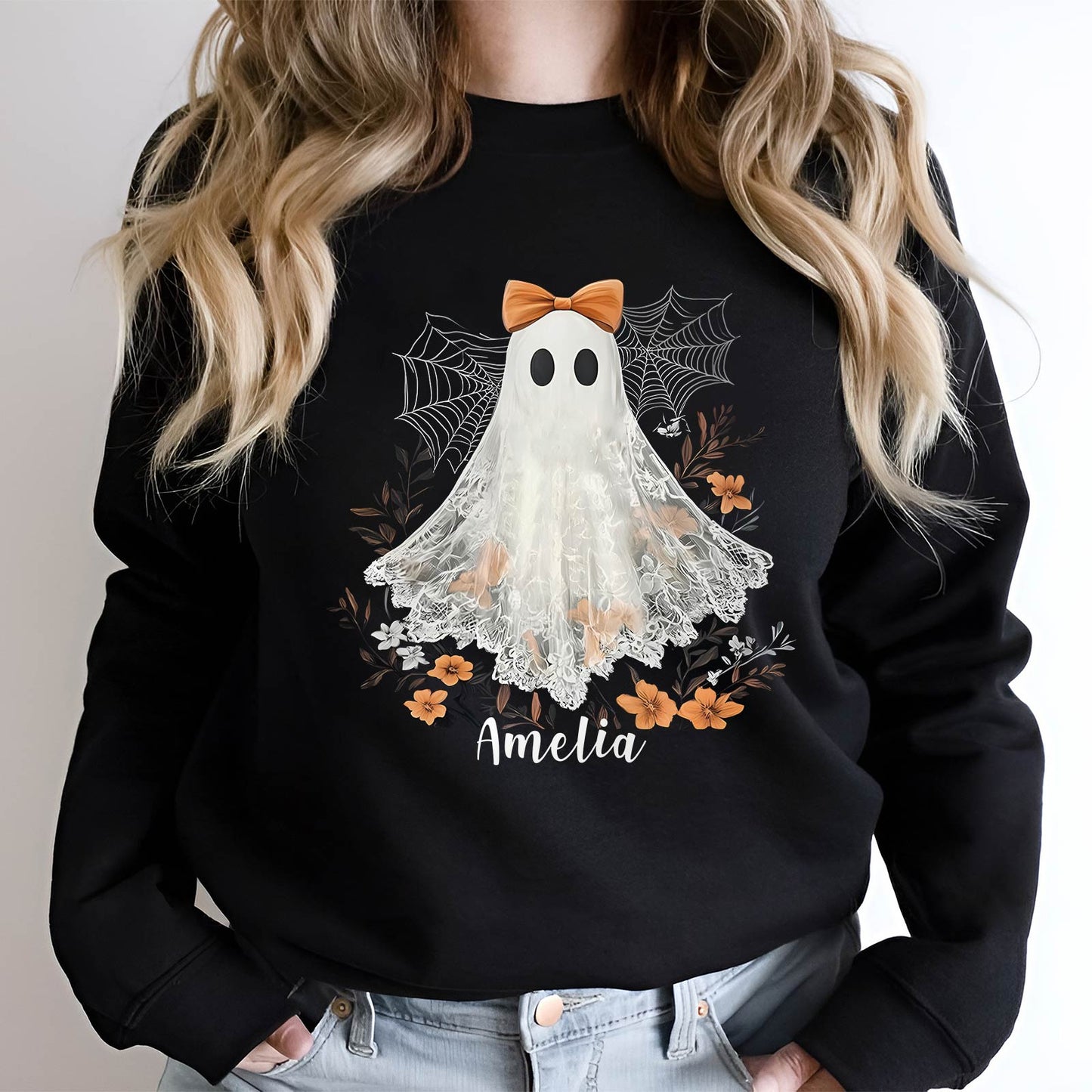 Halloween - Cute Lace Ghost - Personalized Shirt