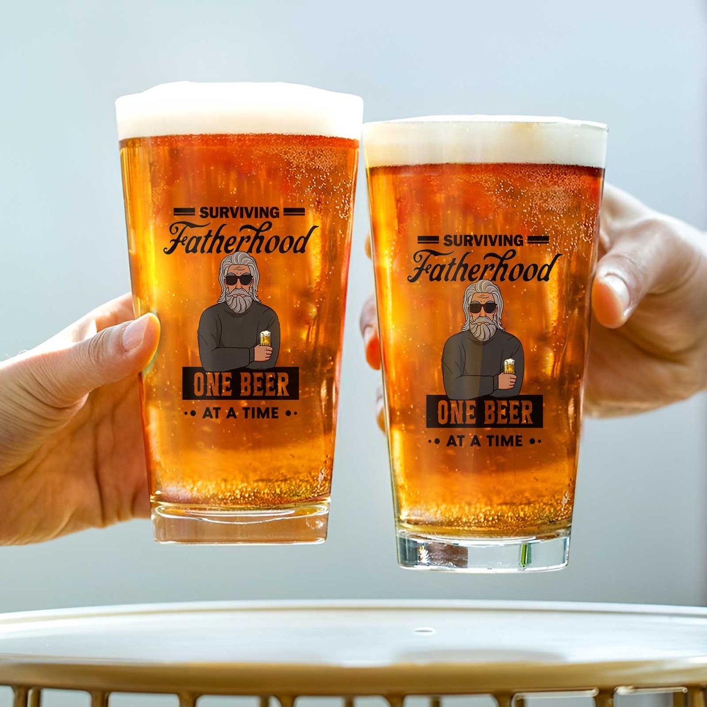 Father - Fatherhood - Personalized Beer Glass & Whiskey Glass