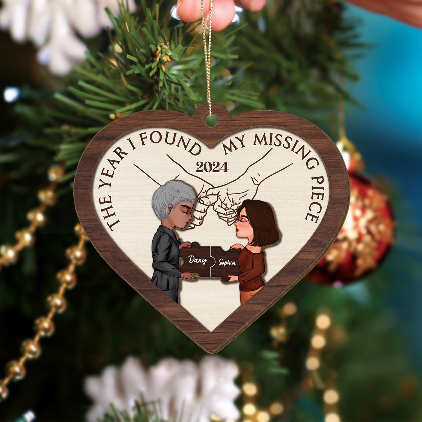 Couple - My Missing Piece - Personalized Heart Shape Ornament