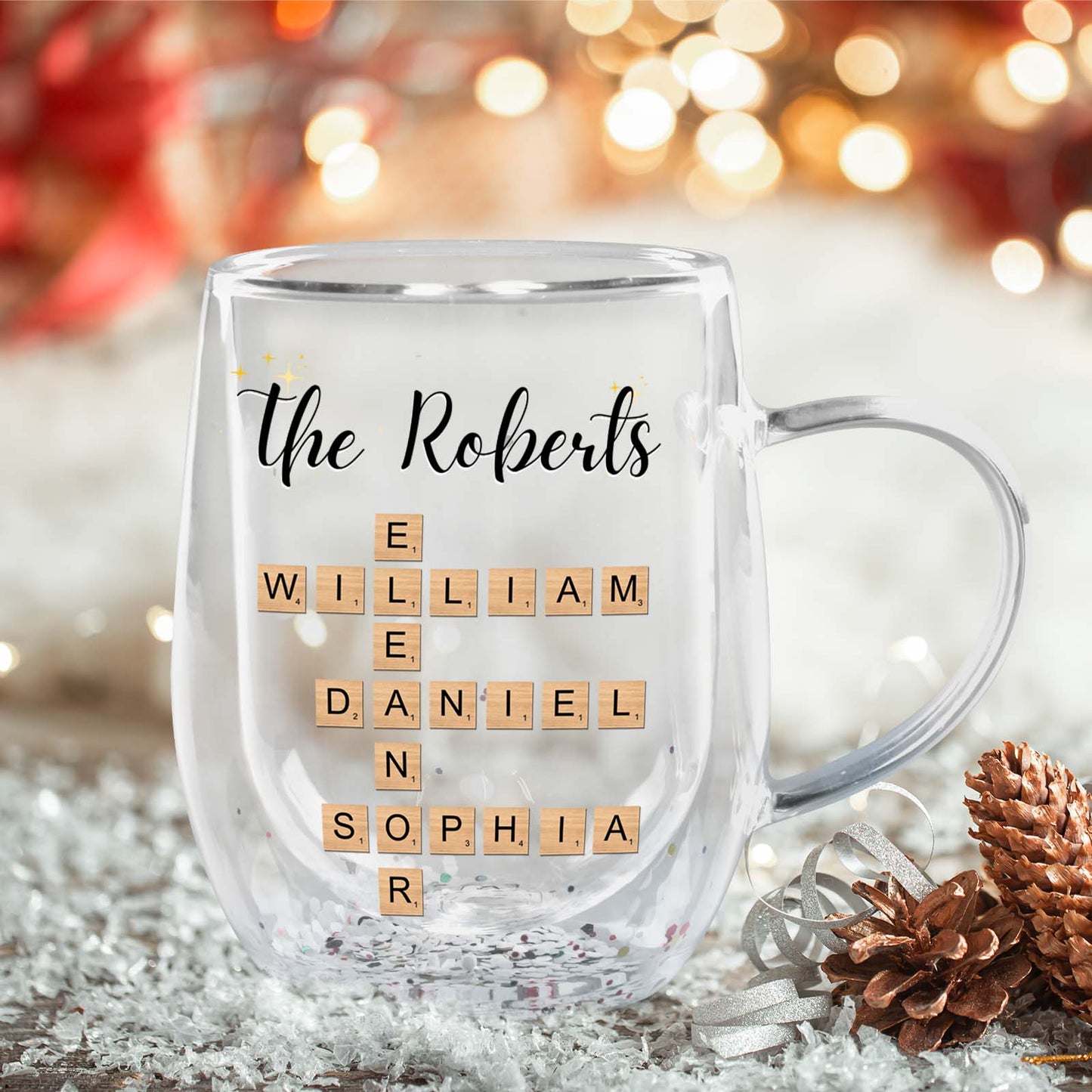 Family - Personalized Crossword Double Walled Glass Mug