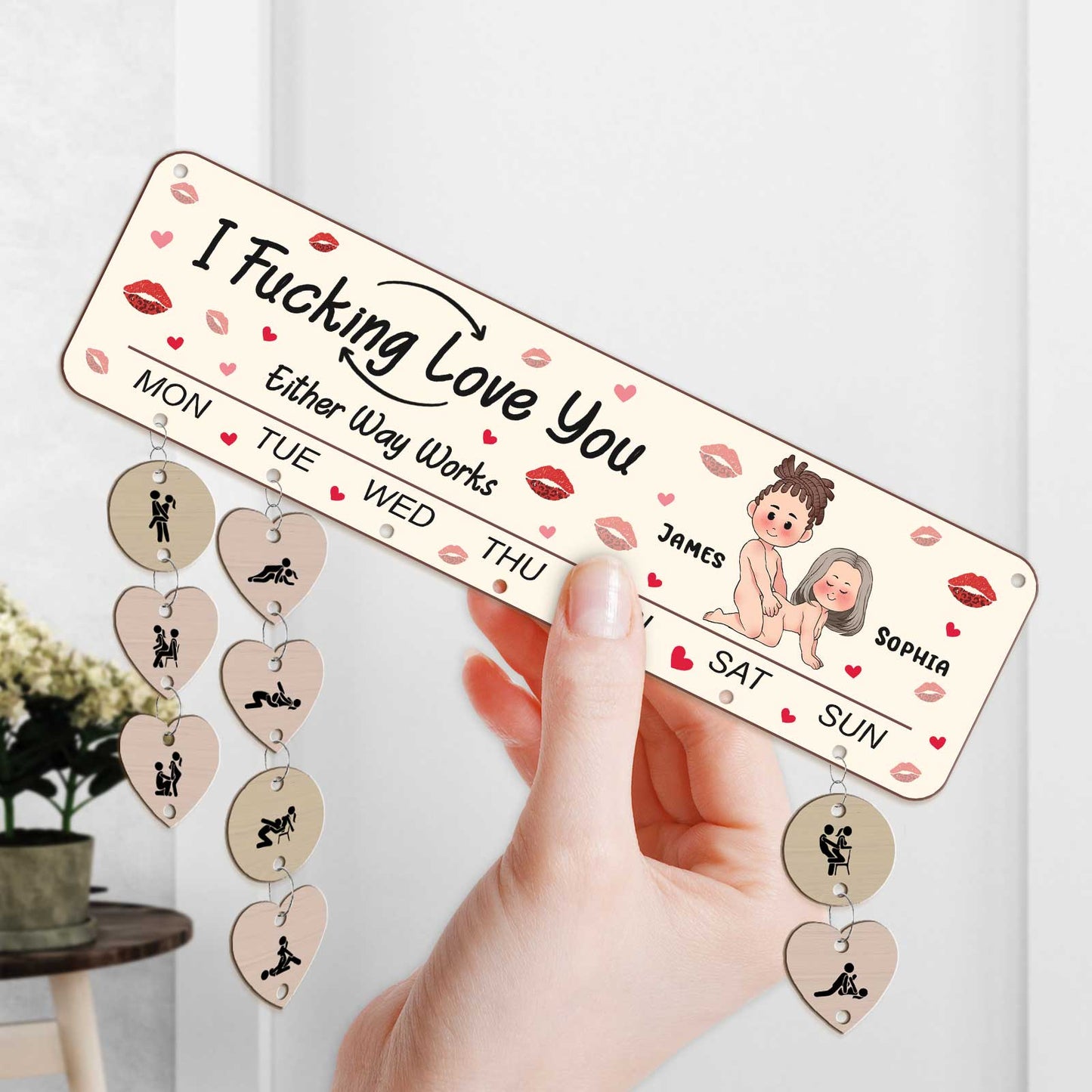 Couple - I Fucking Love You - Personalized Calendar Board Wall Hanging