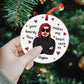 Family - Beard Face - Personalized Circle Ceramic Ornament