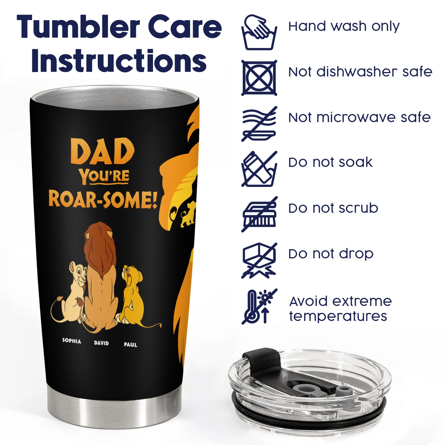 Father - Dad You're Roar-Some - Personalized Tumbler