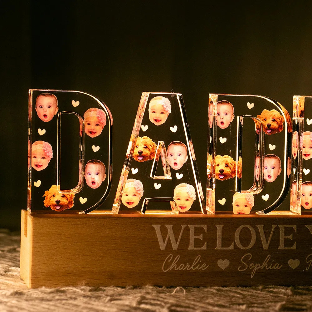 Father - Daddy Custom Face Photo -  Personalized LED Night Light