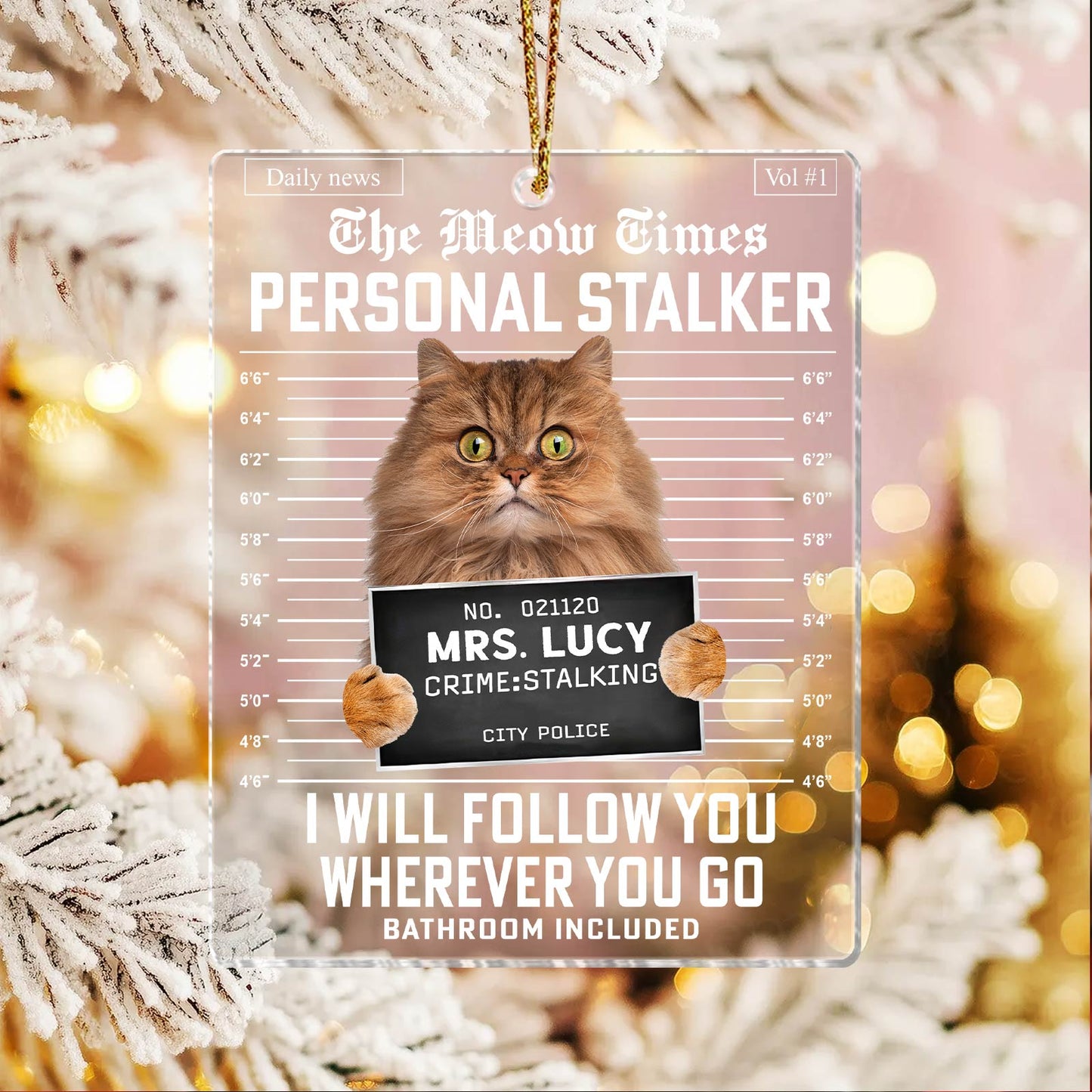 Pet Lover - Follow Wherever You Go Bathroom Included - Personalized Acrylic Photo Pet Ornament