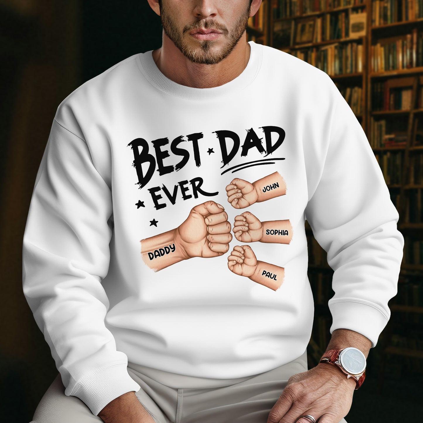 Father - Best Dad Grandpa Ever Fist Bump - Personalized Shirt