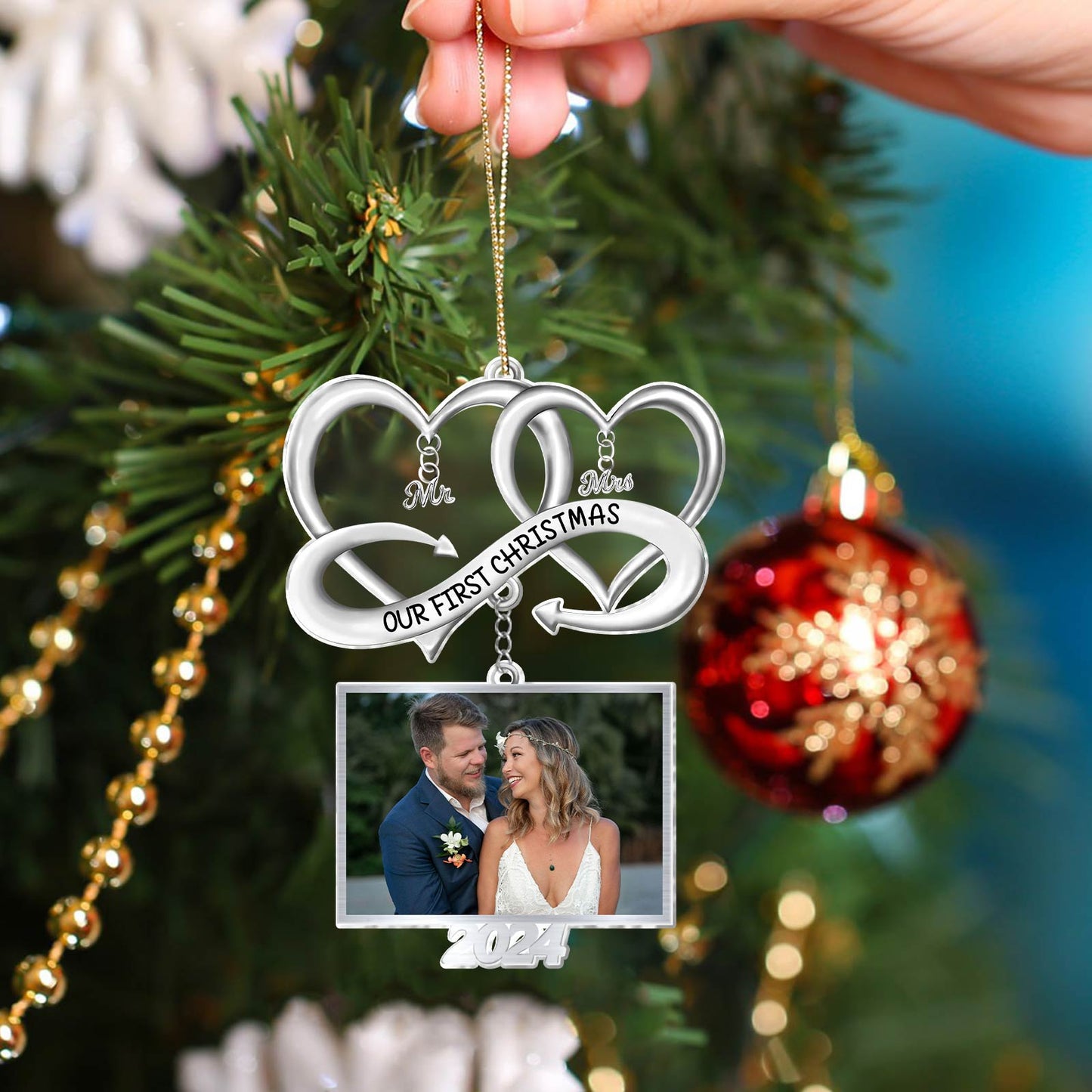 Couple - Our First Christmas As Mr and Mrs - Personalized Acrylic Photo Ornament