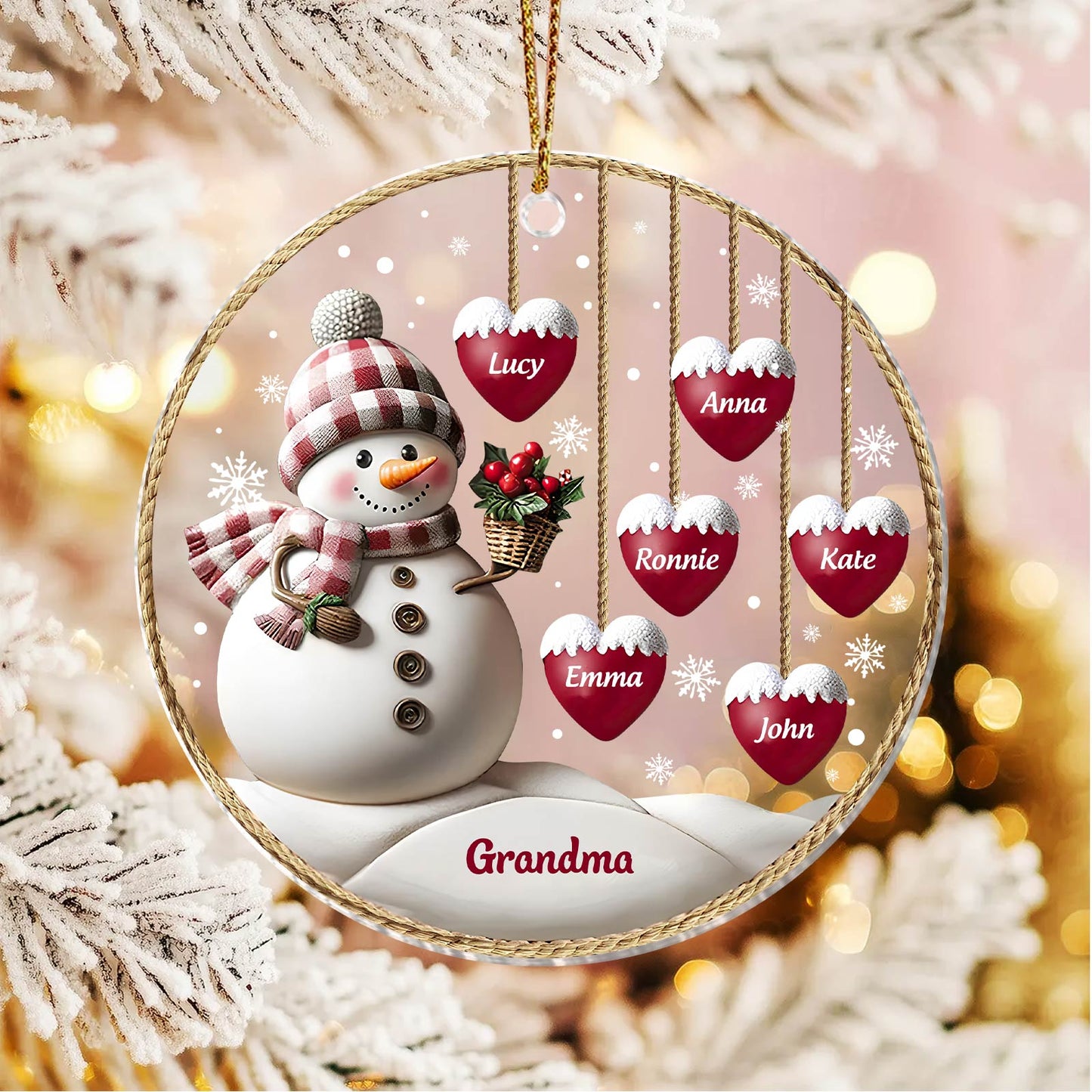 Family - Family Names Christmas - Circle Acrylic Ornament