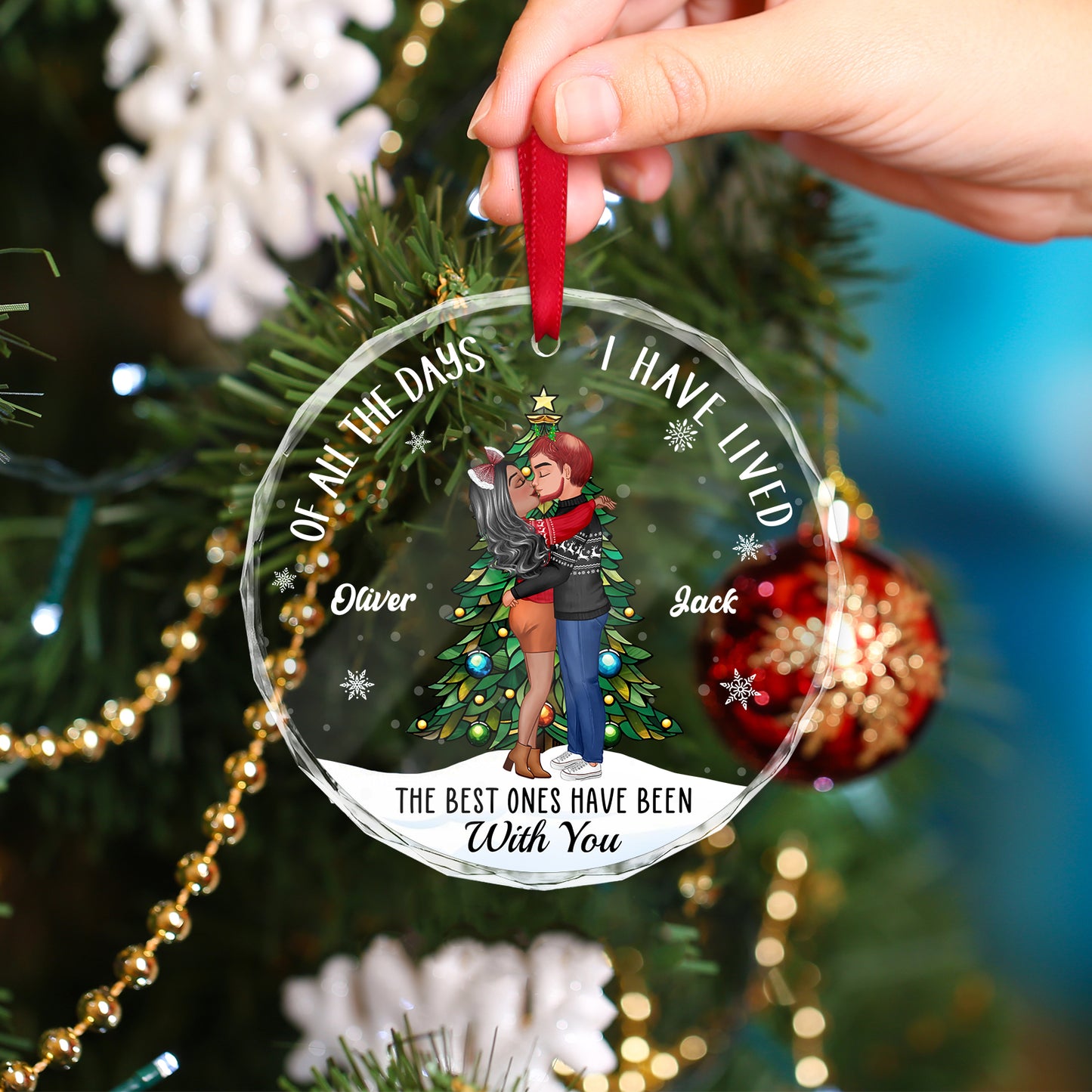 Couple - The Best Ones Have Been With You - Personalized Circle Glass Ornament