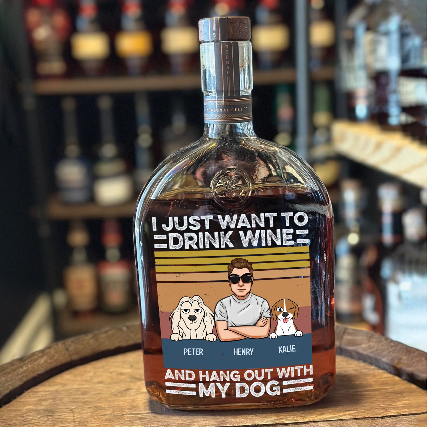 Pet Lover - I Just Want To Drink Bourbon - Personalized Whiskey Bottle