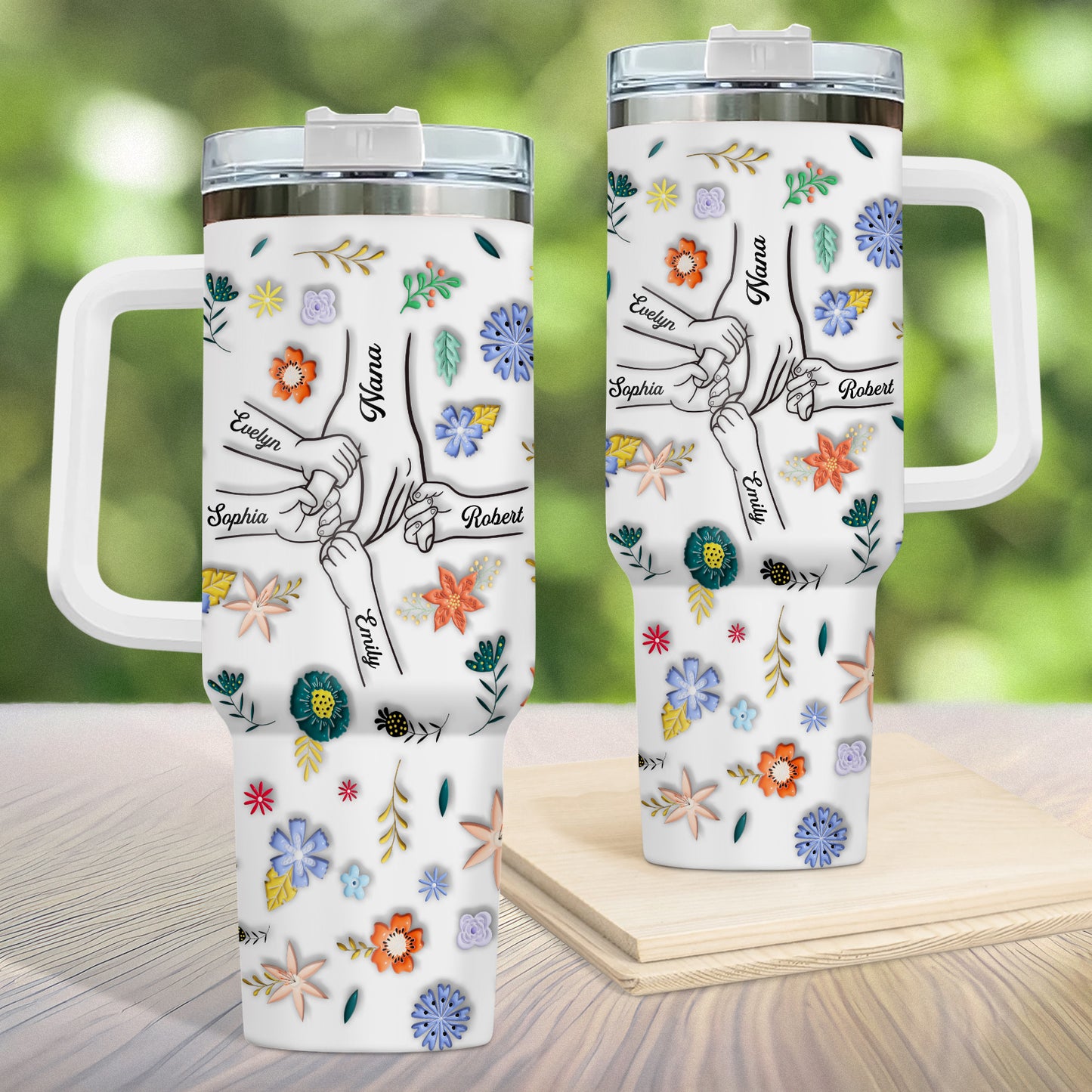 Family - We Are Born Of Love, Love Is Our Mum - Personalized Tumbler With Handle