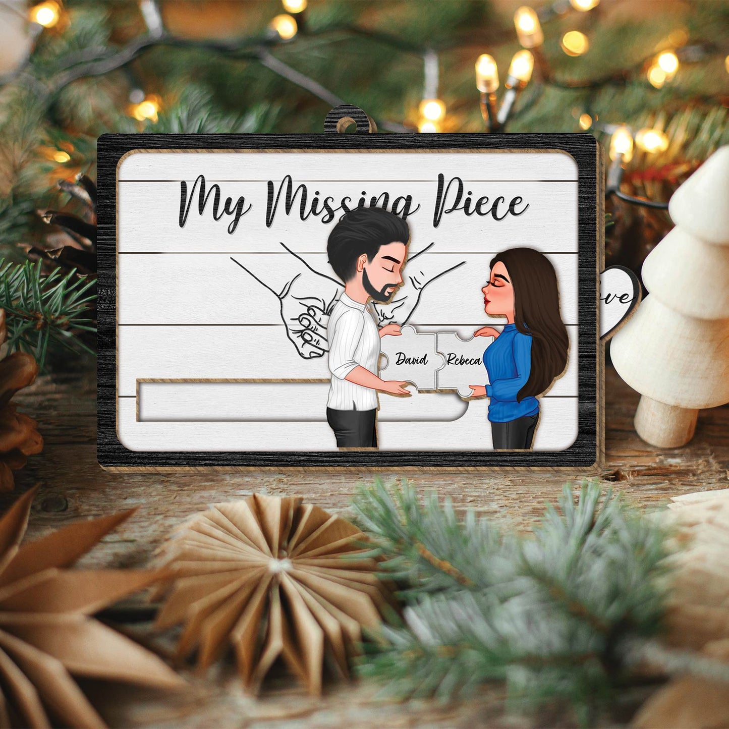 Couple - My Missing Piece 2024- Personalized Custom Photo Wooden Slider Card