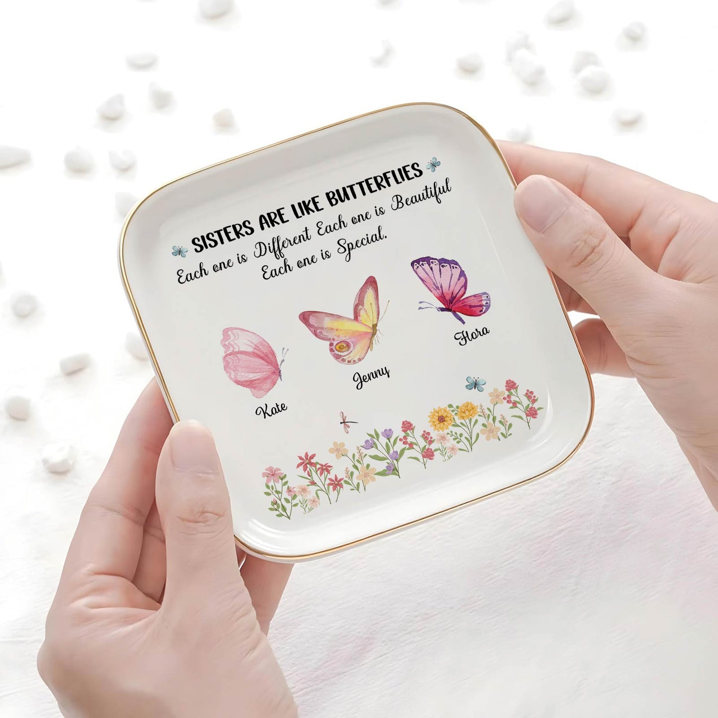 Gift For Besties/Sisters - Personalized Butterfly Dish