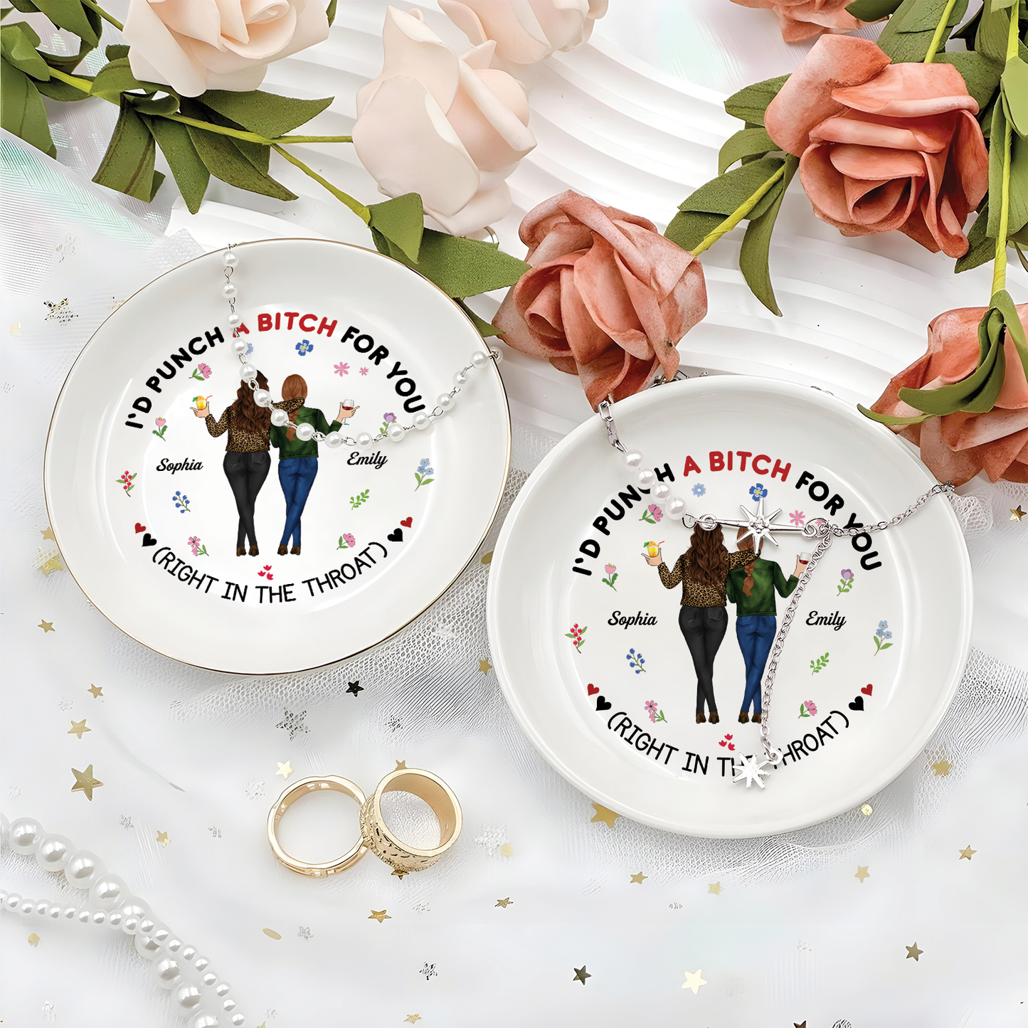 Bestie - I'd Bunch A Bitch For You - Personalized Jewelry Dish