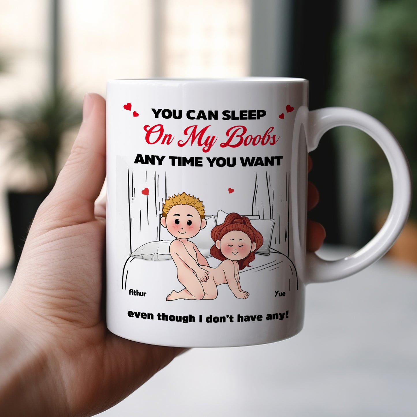 Couple - You Can Sleep On My Boobs - Personalized Mug