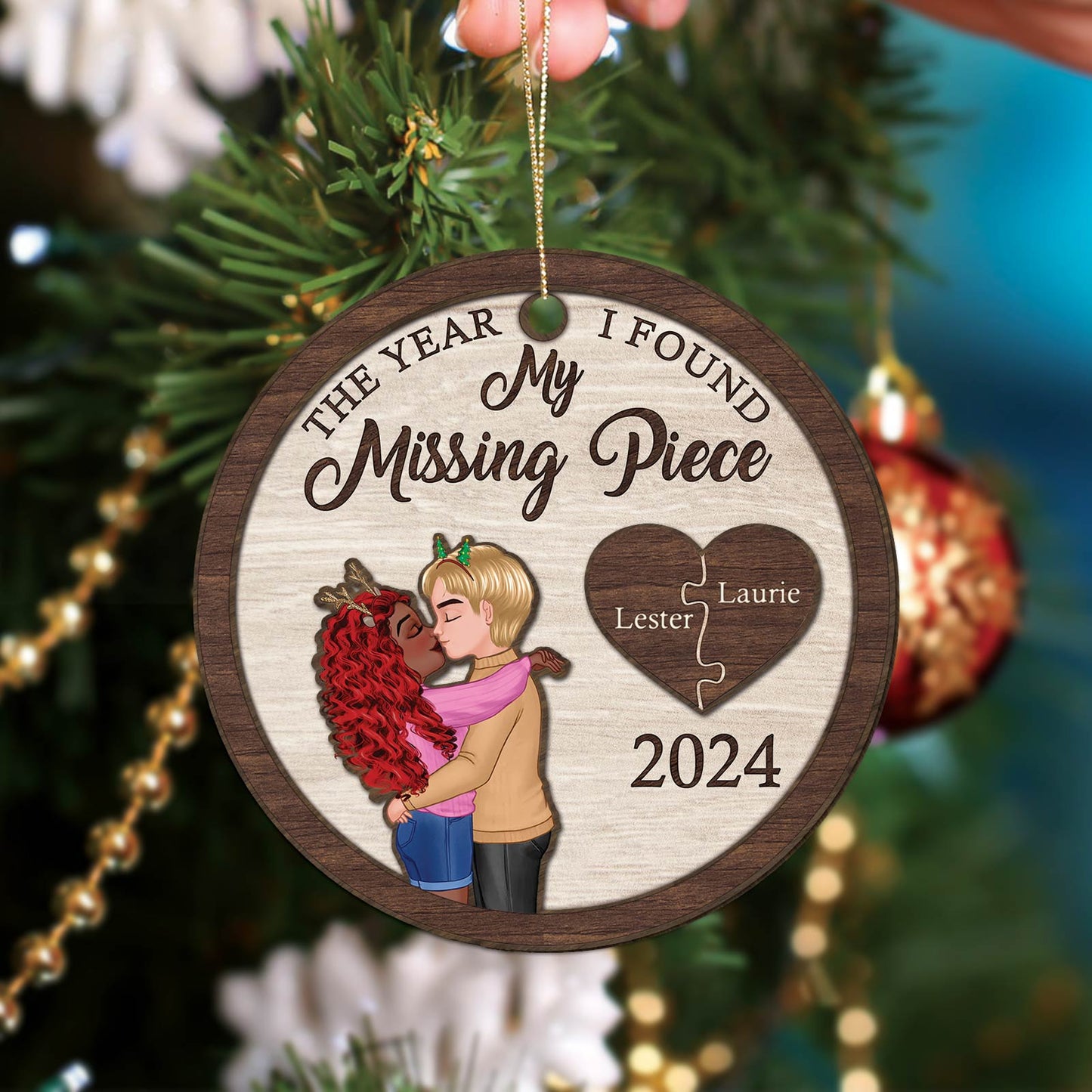 Couple - My Missing Piece - Personalized Circle Ornament