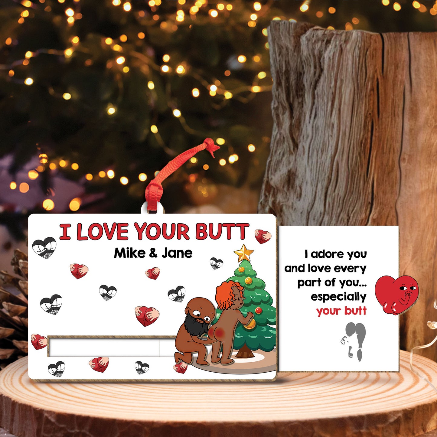 Couple - I Love Your Butt - Personalized Wooden Slider Card