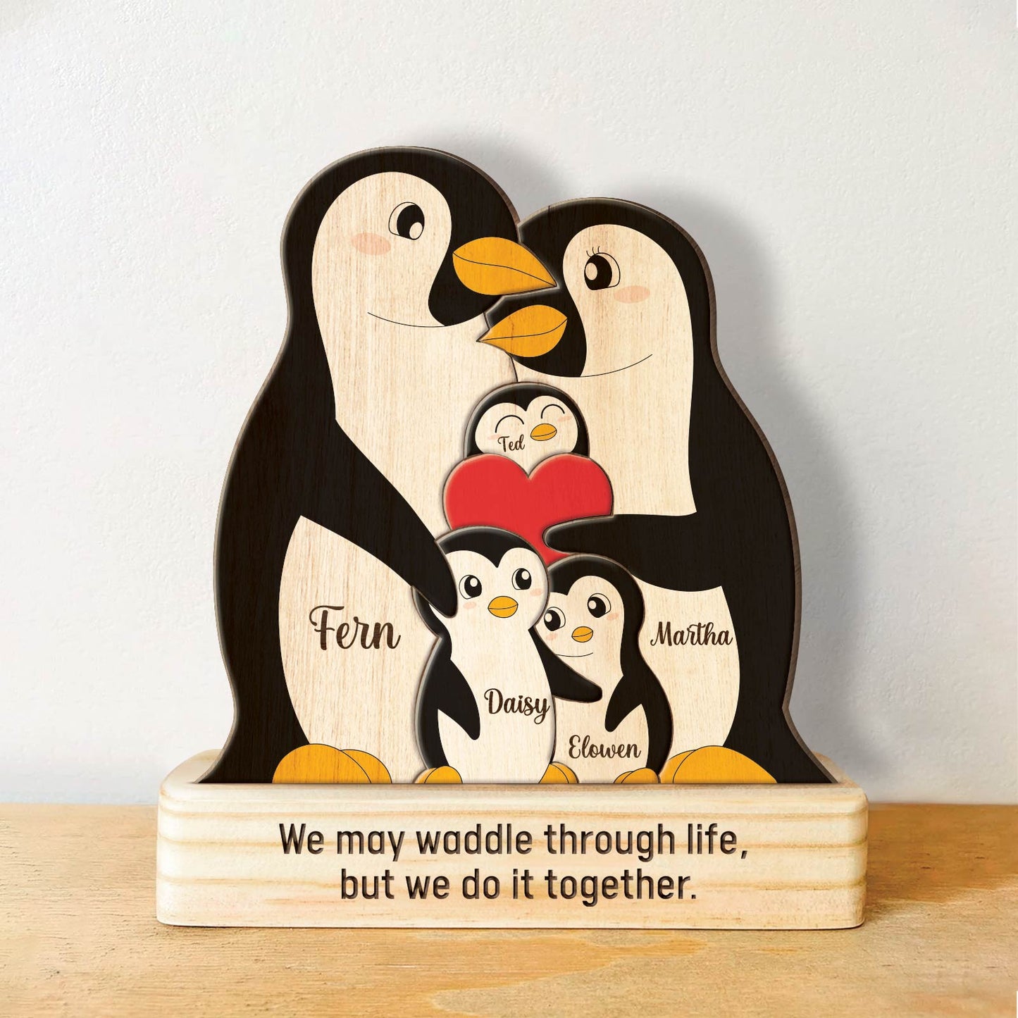 Family - Eternal Love Of Ours - Personalized Wooden Penguin Puzzle