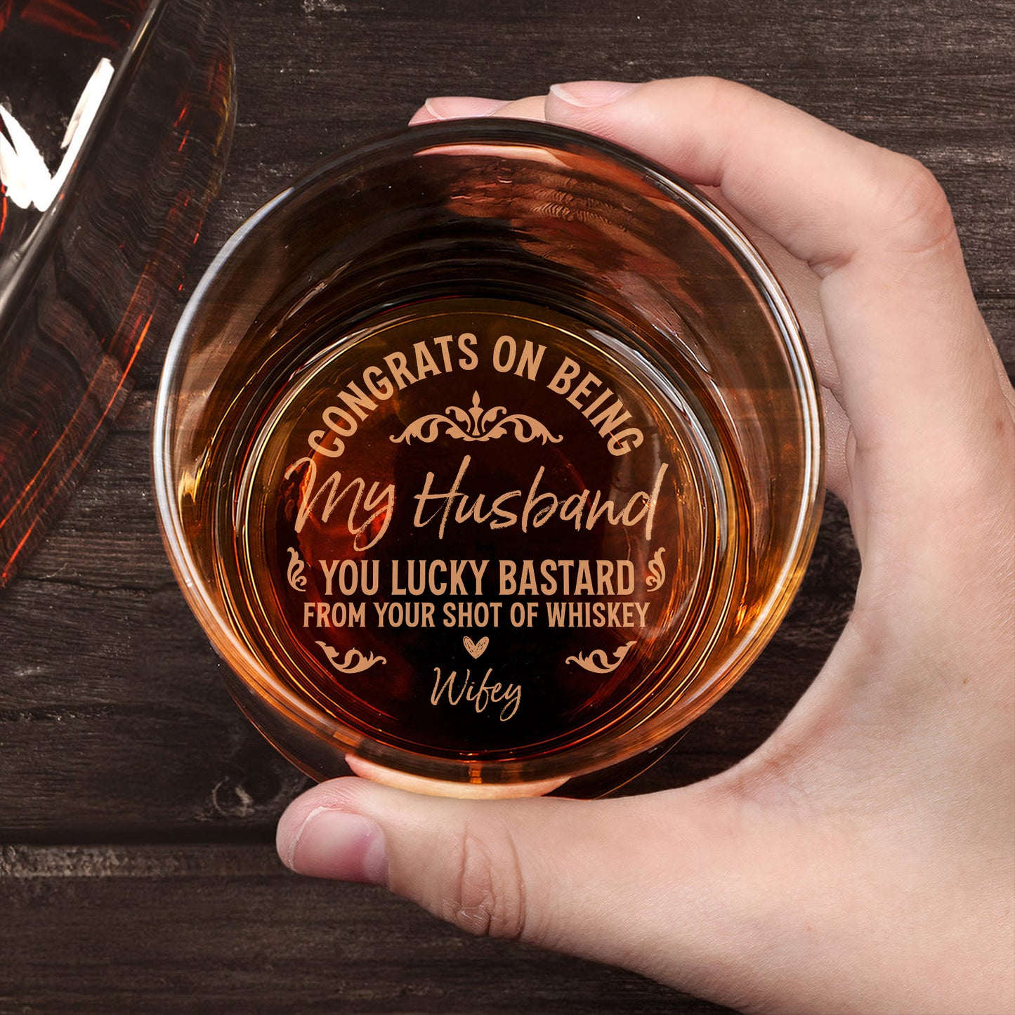 Family - Congrats On Being My Husband - Personalized Whiskey Glass