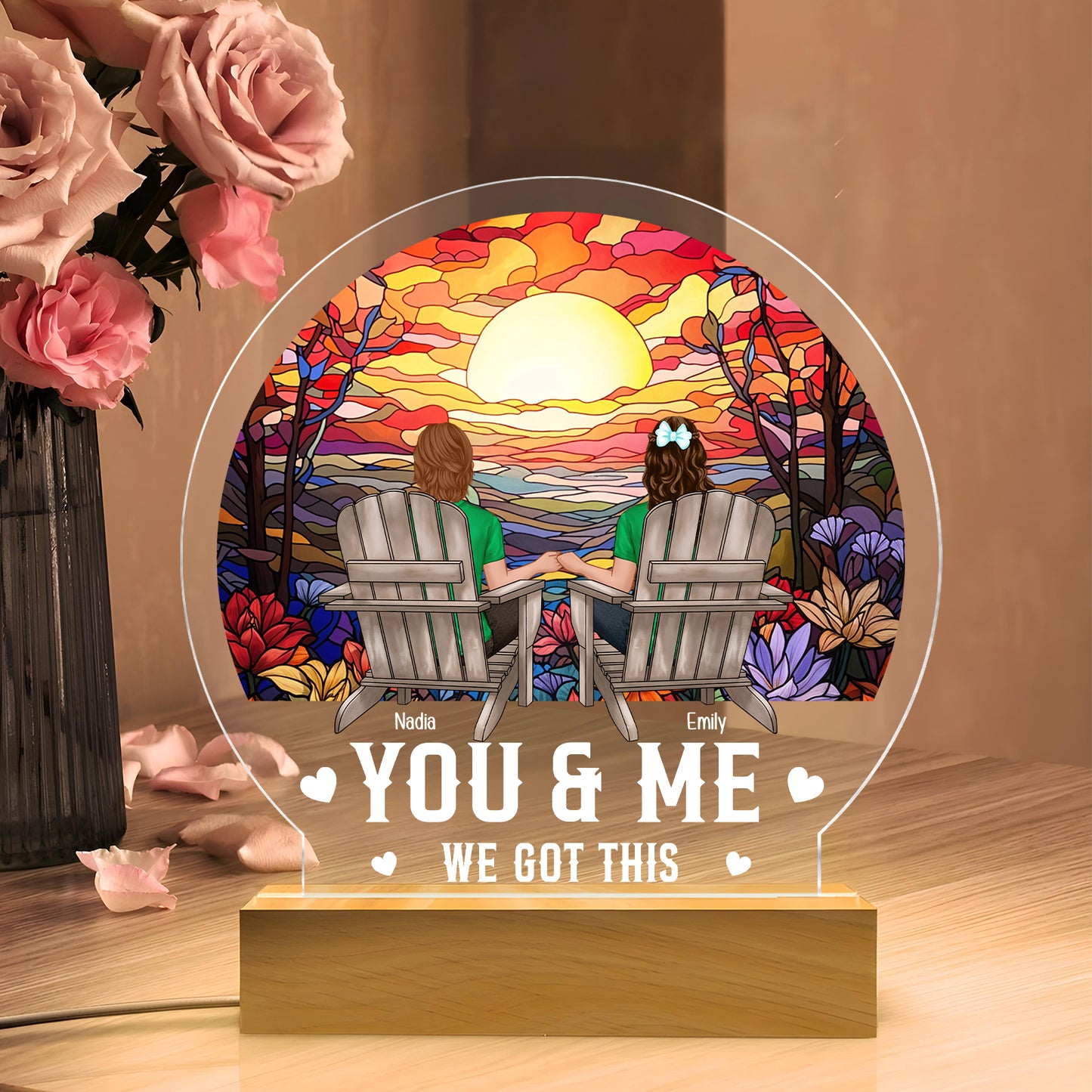 Couple - You And Me We Got This - Personalized Circle LED Night Light