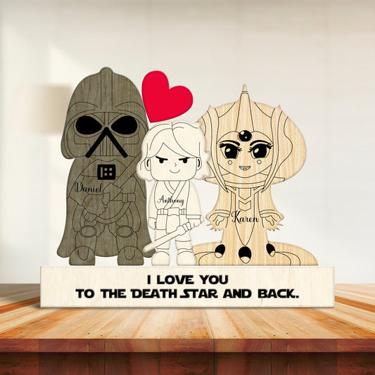 I Love You To The Death Star And Back - Personalized Wooden Puzzle - Gift For Star Wars Fan