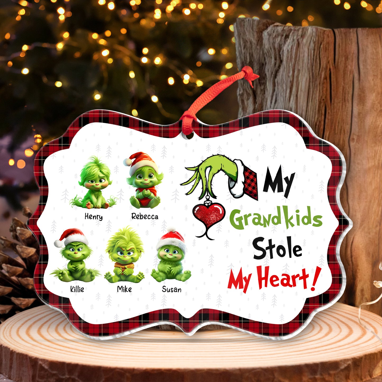 Family - My Grandkids Stole My Heart - Personalized Acrylic Ornament