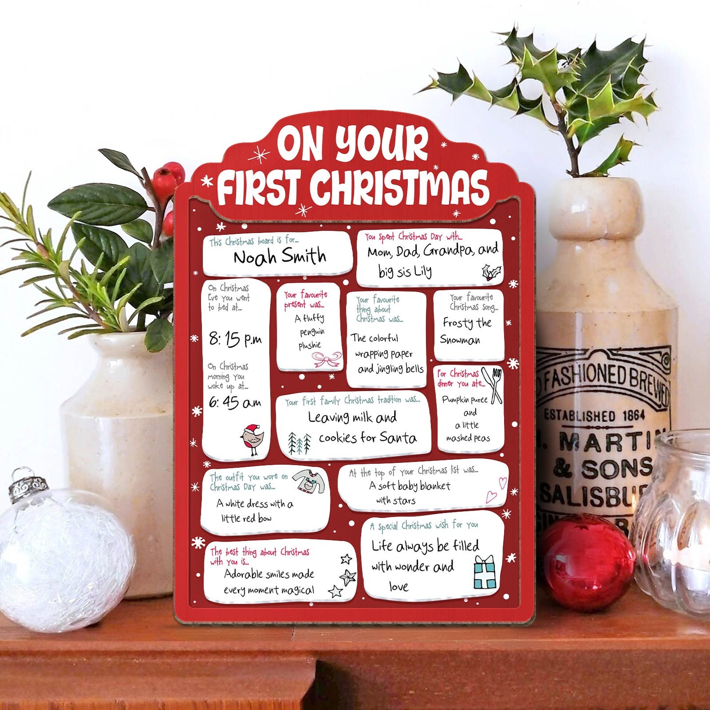 Family - Baby's First Christmas - Personalized Sign Board