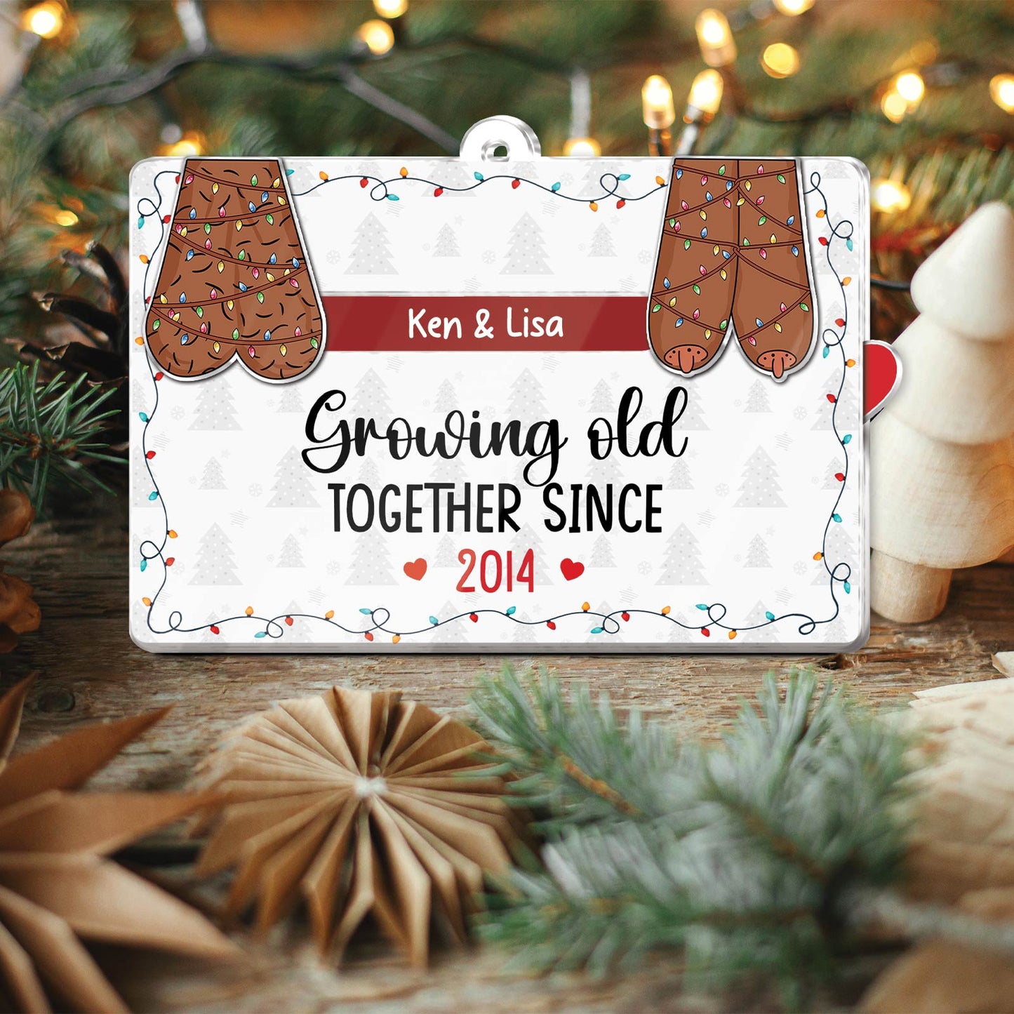 Couple - Growing Old Together Since - Personalized Acrylic Slider Ornament