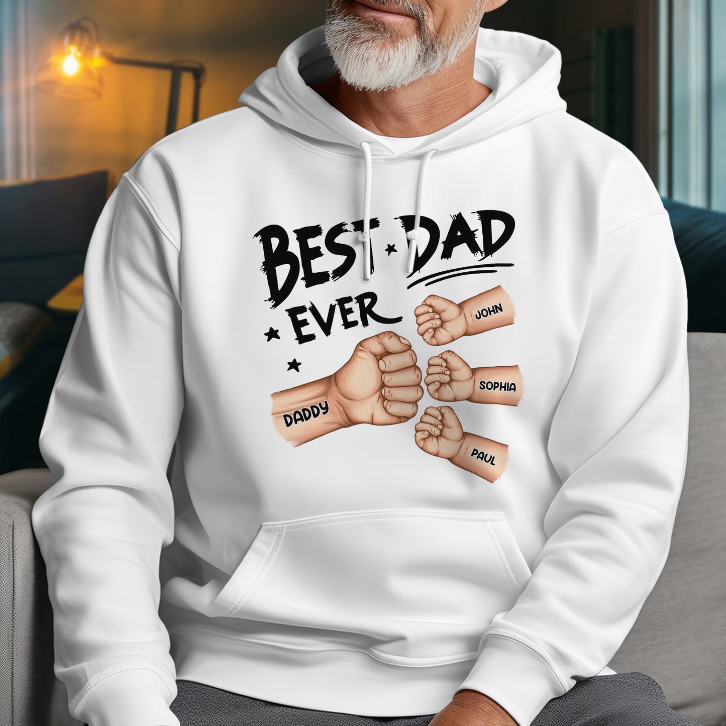 Father - Best Dad Grandpa Ever Fist Bump - Personalized Shirt