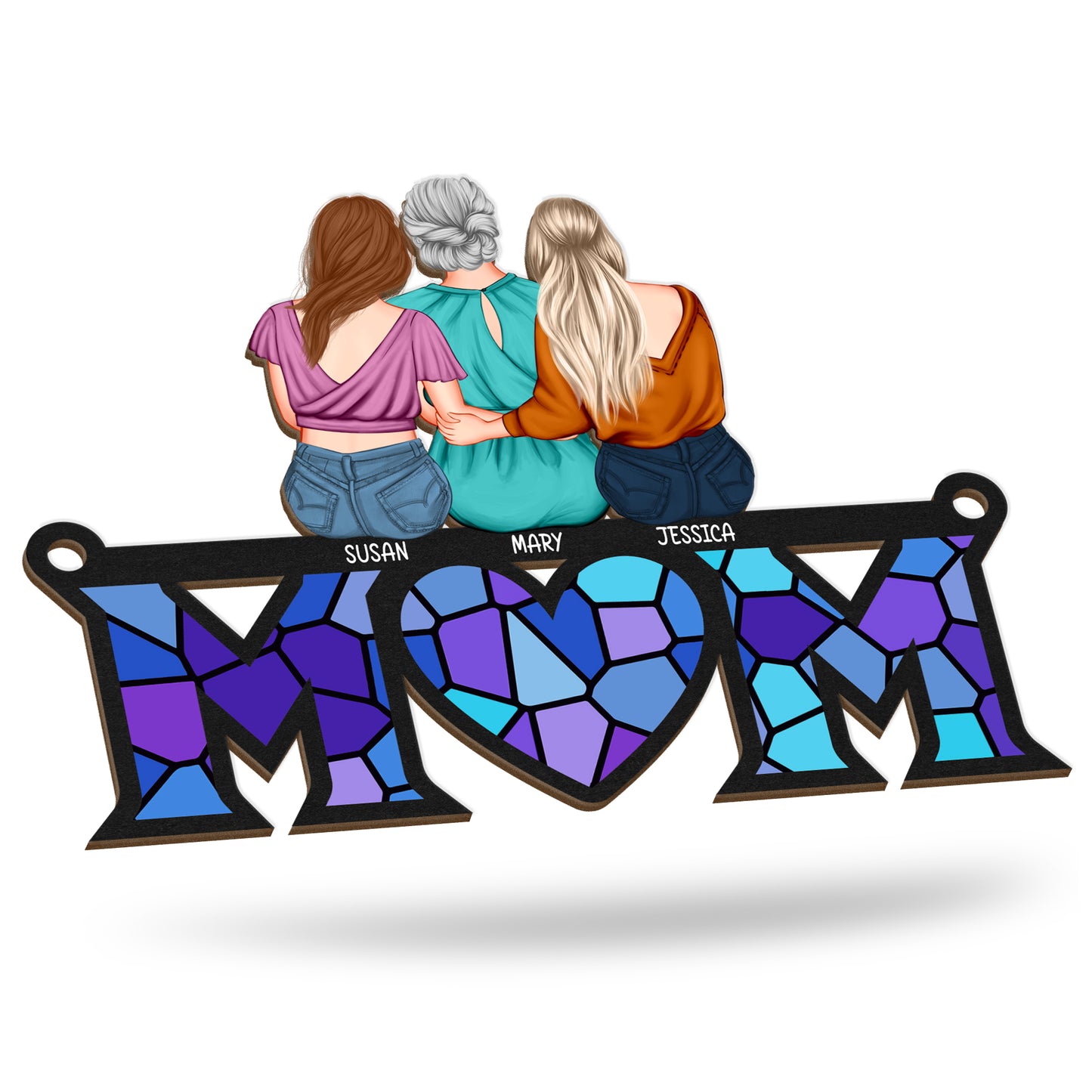 Mother - Love Mom - Personalized Window Hanging Suncatcher Ornament