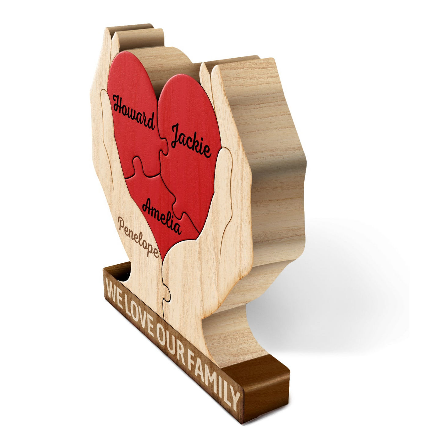 Family - Together Forever Family Hands - Personalized Custom Shaped Wooden Puzzle