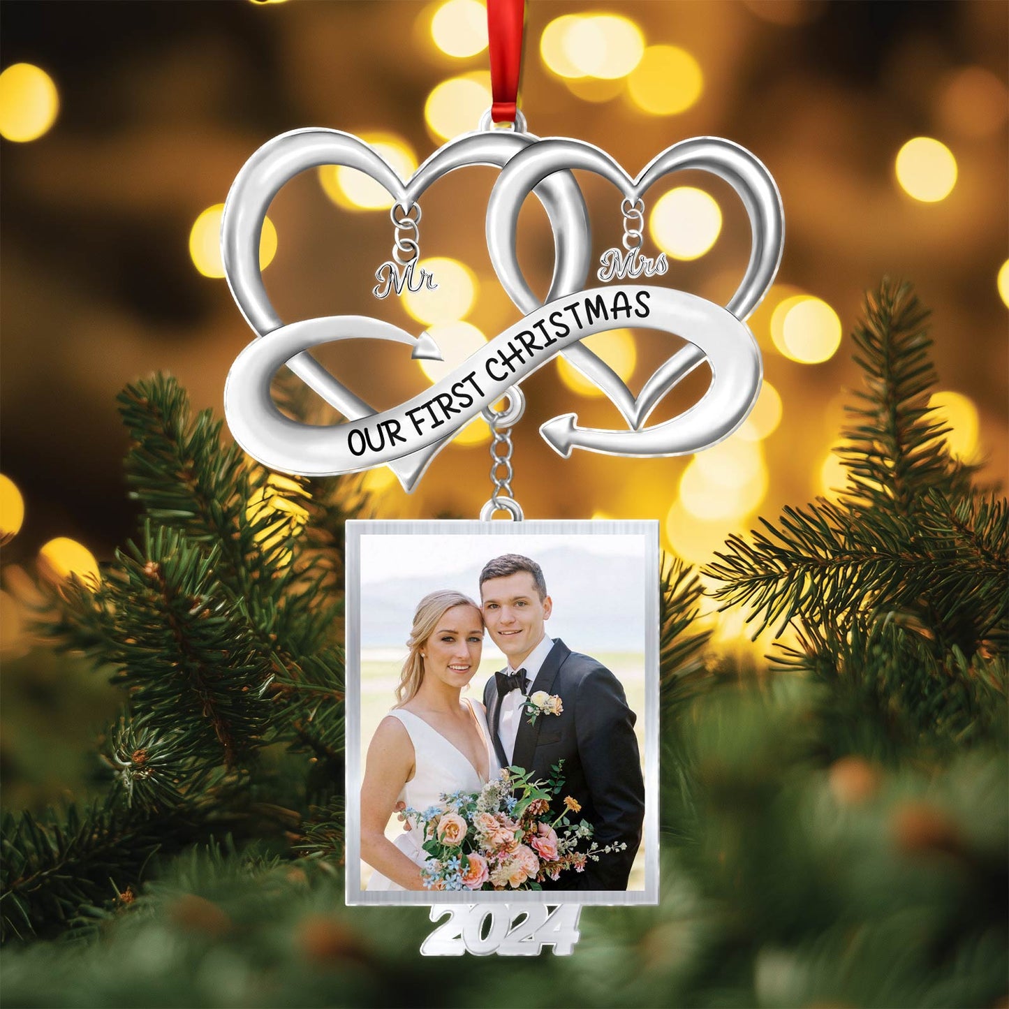 Couple - Our First Christmas As Mr and Mrs - Personalized Acrylic Photo Ornament