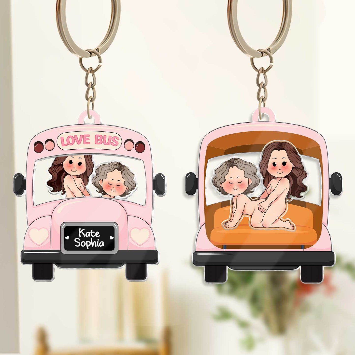 Couple - Love Bus - Personalized Bus Shaking Keychain