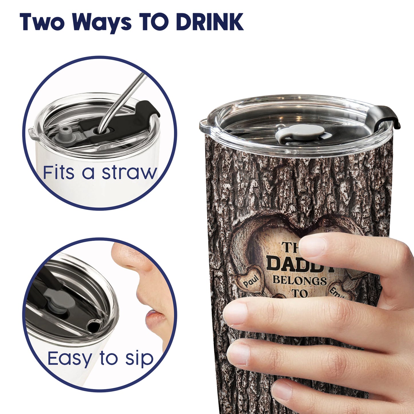 Father - Dad's Heart - Personalized Tumbler