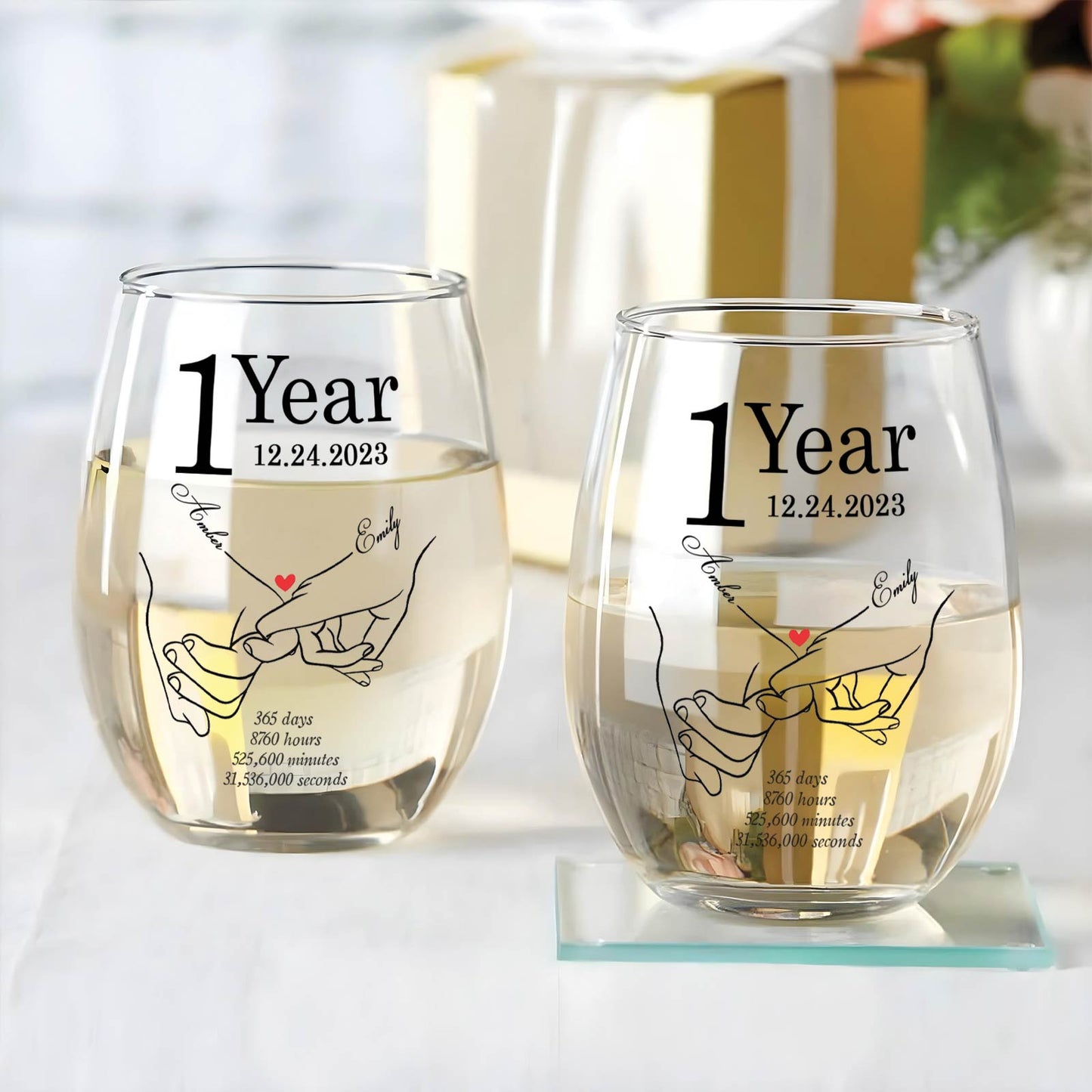 Couple - Gift For Couple - Personalized Anniversary Wine Glass