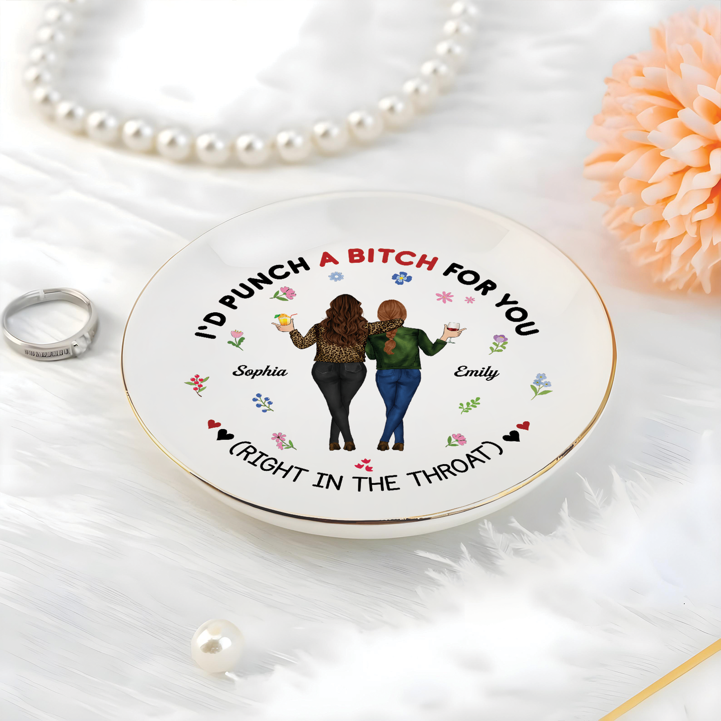 Bestie - I'd Bunch A Bitch For You - Personalized Jewelry Dish