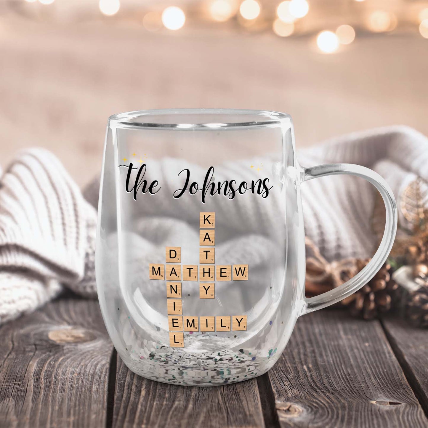 Family - Personalized Crossword Double Walled Glass Mug