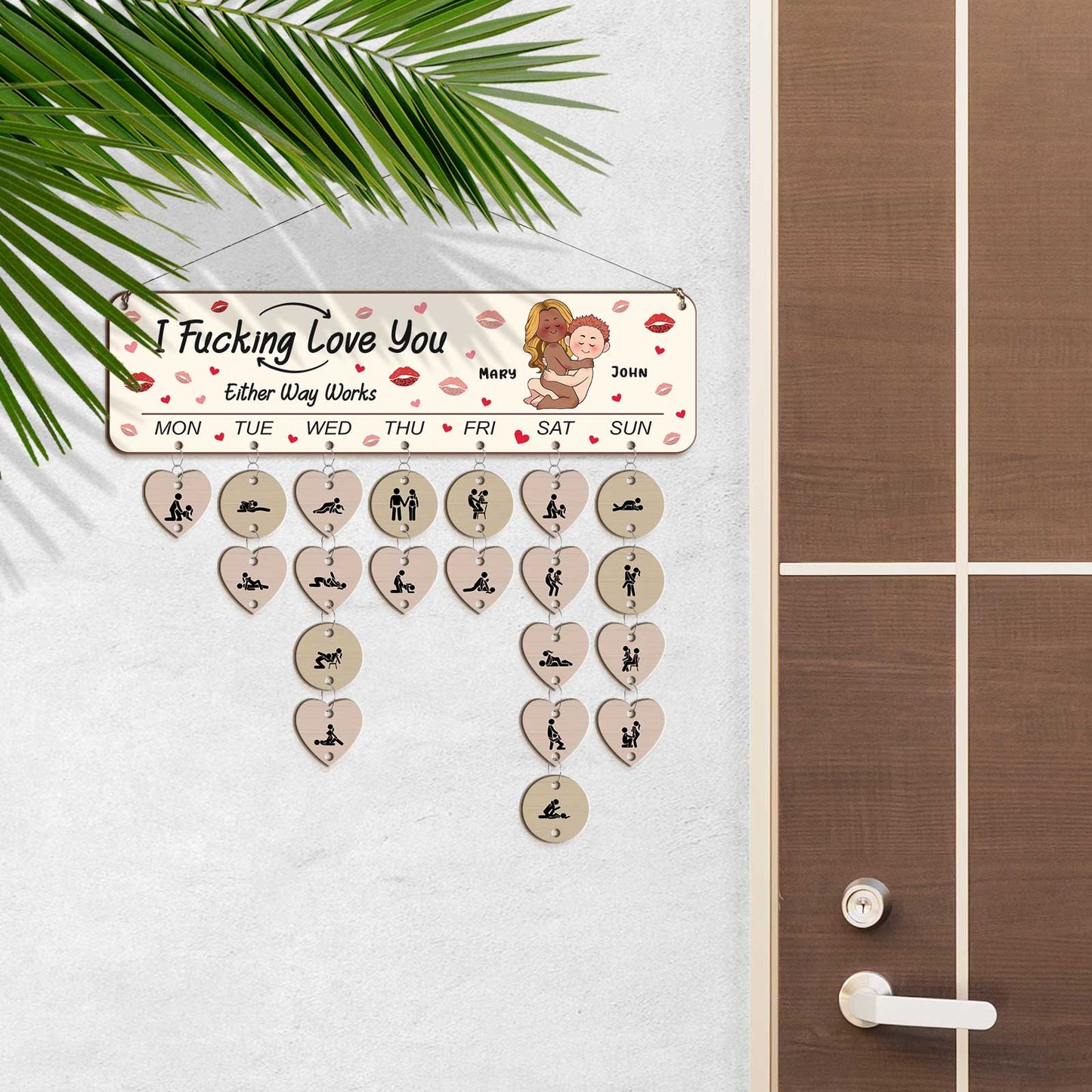 Couple - I Fucking Love You - Personalized Calendar Board Wall Hanging