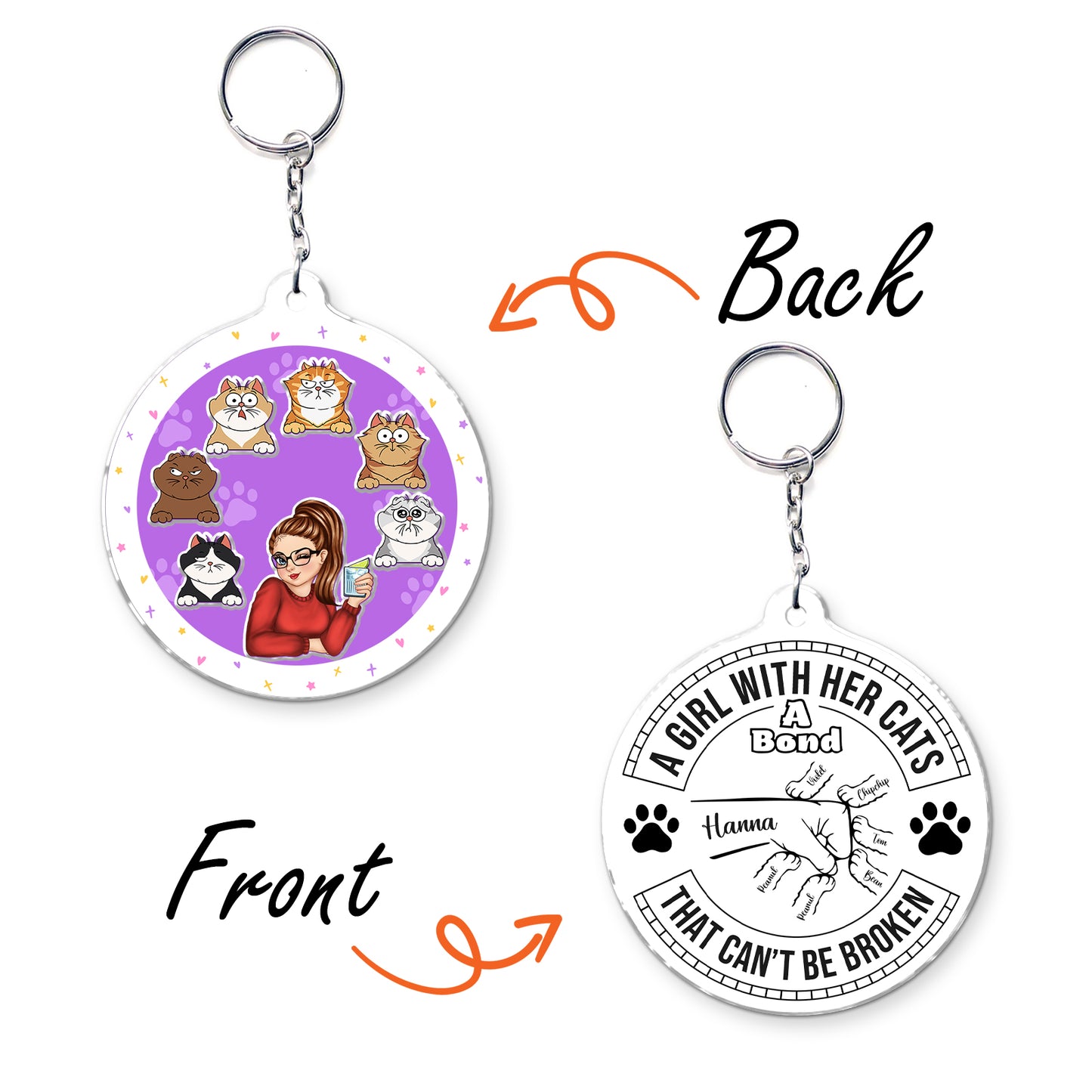 Pet Lovers - A Girl With Her Cats A Bond That Can't Be Broken - Shaking Keychain