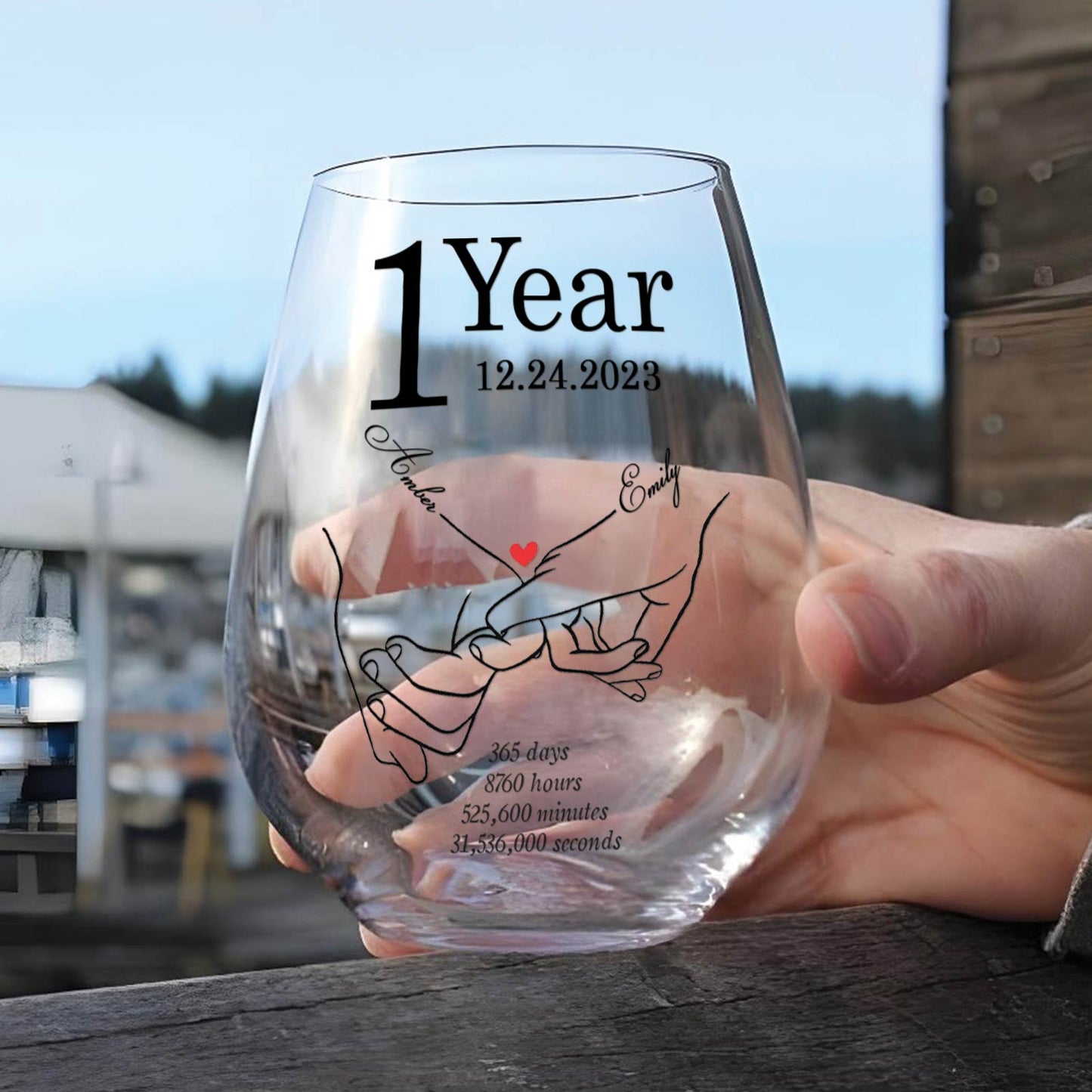 Couple - Gift For Couple - Personalized Anniversary Wine Glass