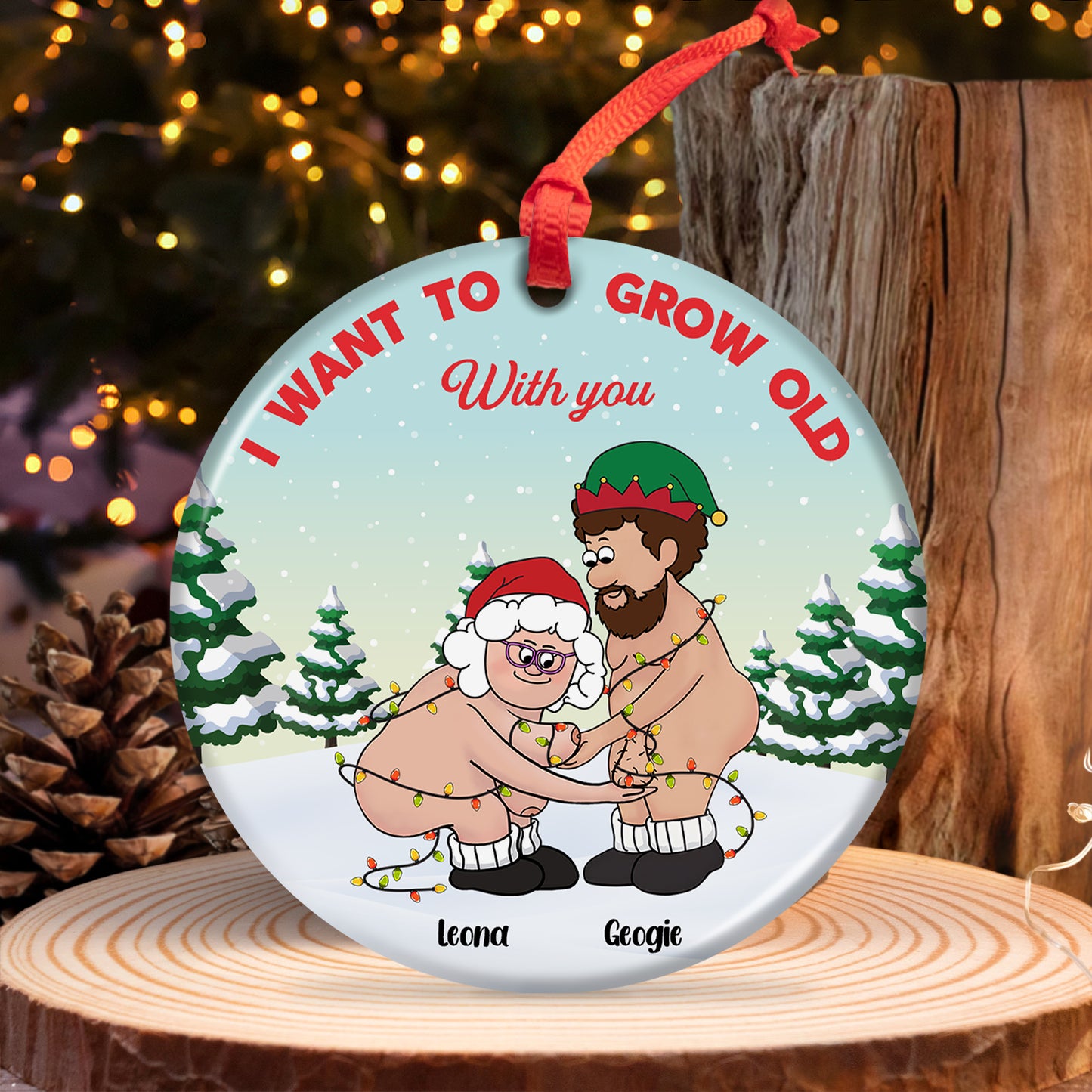 Couple - Growing Old Together Since - Personalized Ceramic Ornament