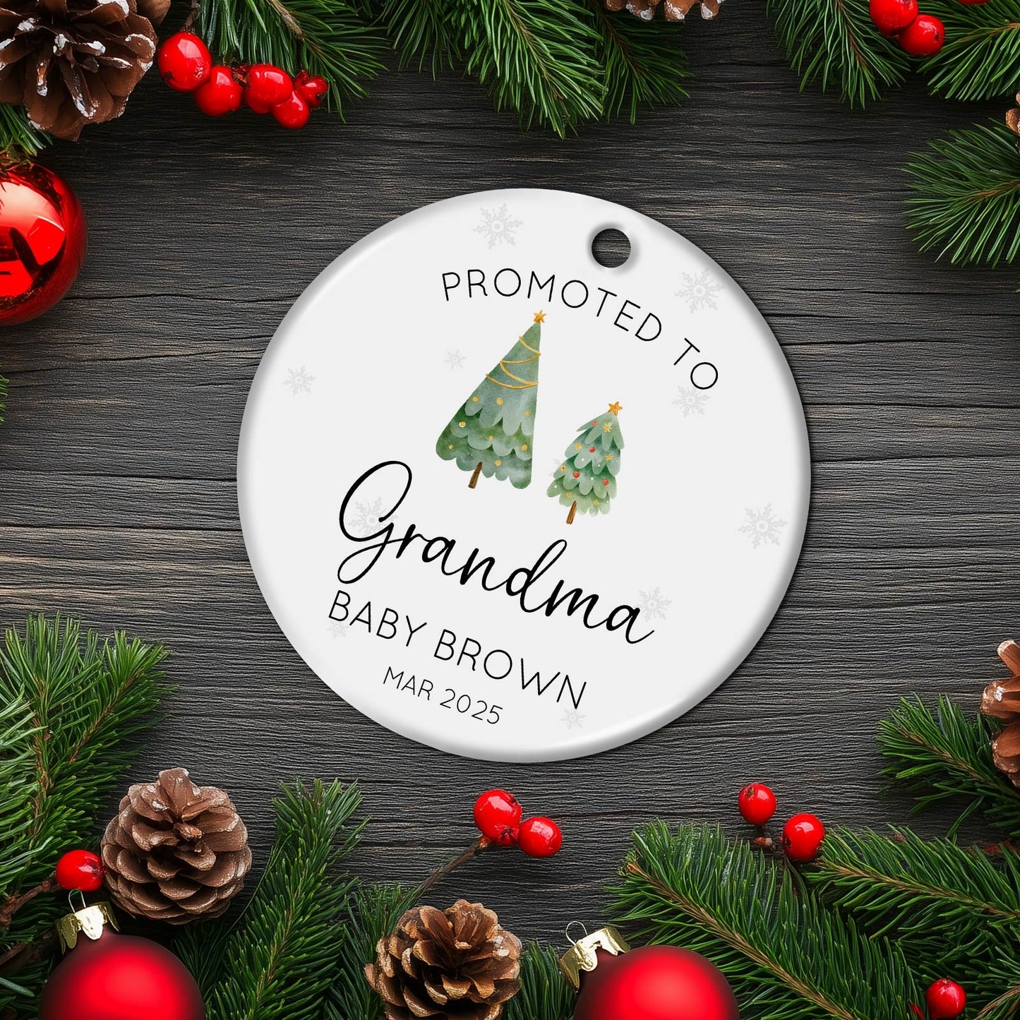 Family - New Baby Announcement - Personalized Circle Ceramic Ornament