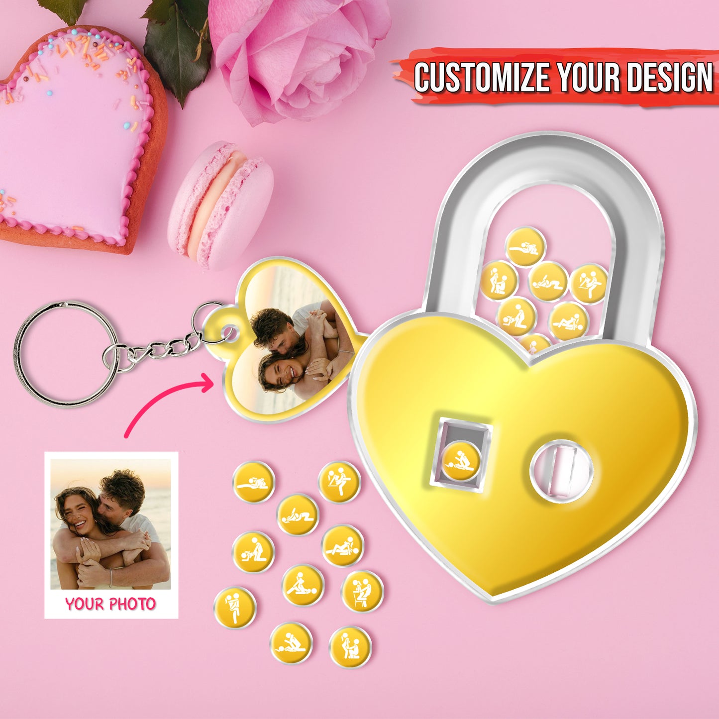 Couple - You Hole The Key To My Heart - Personalized Heart Padlock Gacha Game