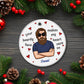 Family - Beard Face - Personalized Circle Ceramic Ornament