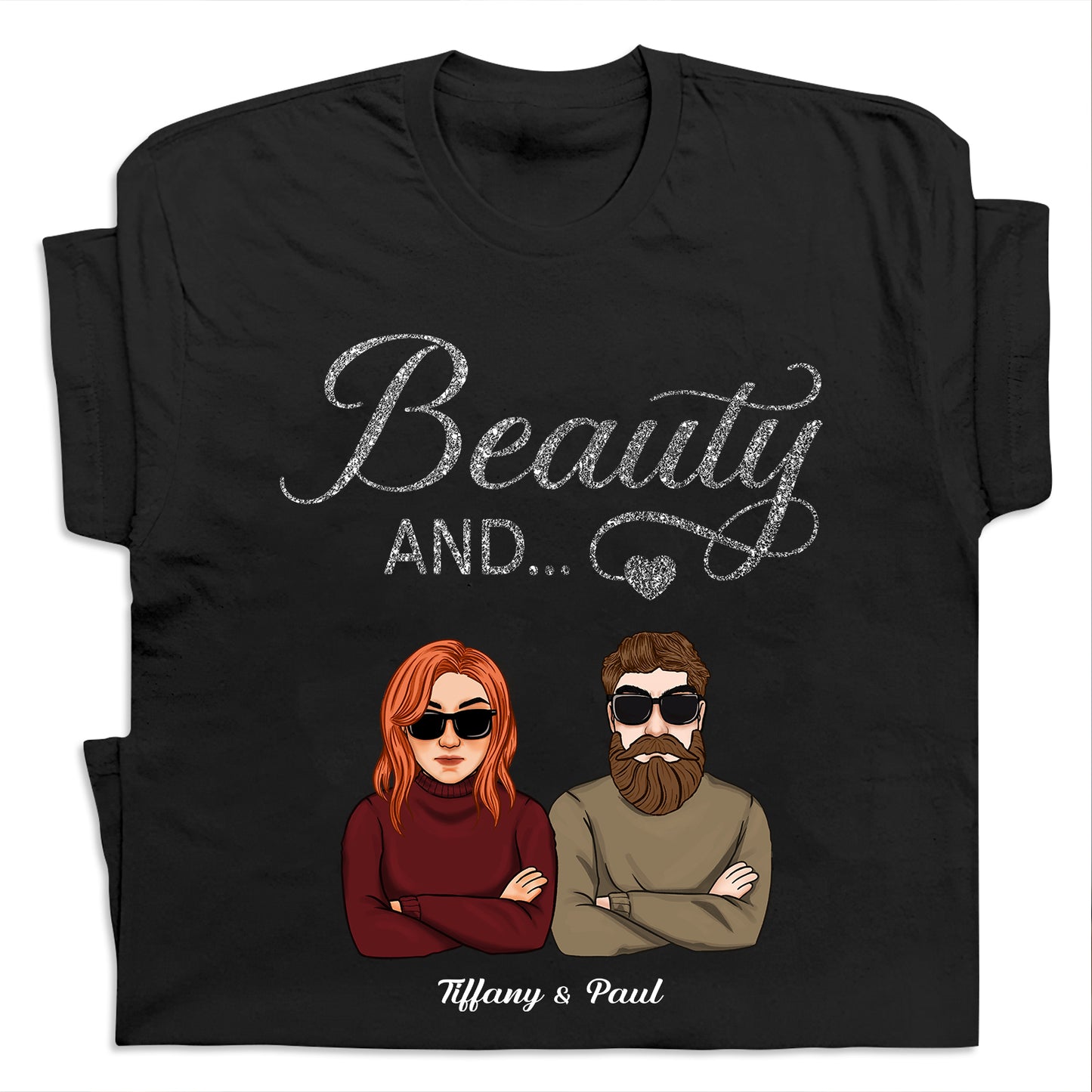 Couple - Beauty And The Beard - Personalized T-Shirt