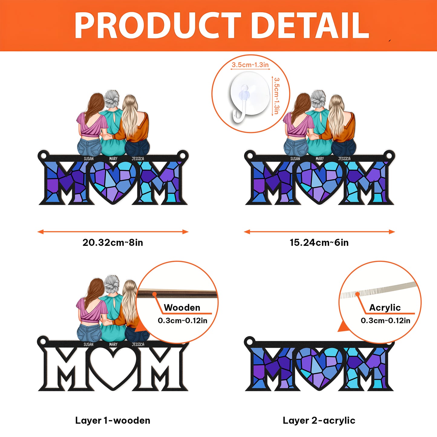 Mother - Love Mom - Personalized Window Hanging Suncatcher Ornament