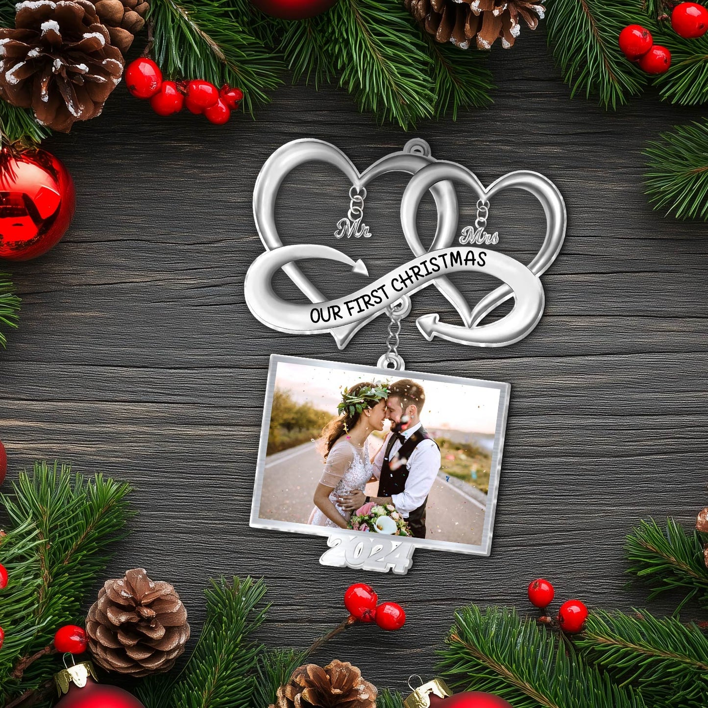 Couple - Our First Christmas As Mr and Mrs - Personalized Acrylic Photo Ornament